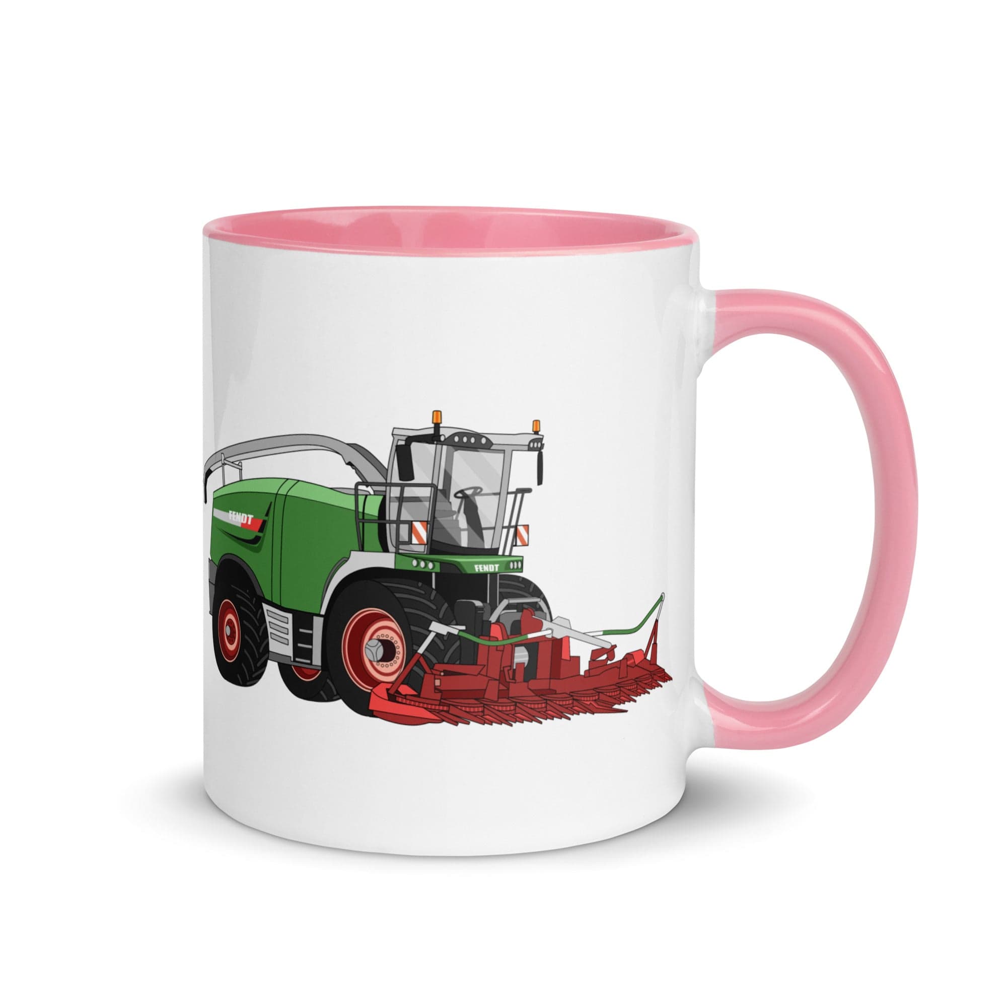 The Tractors Mugs Store Pink Fendt Katana 85 Forage Harvester Mug with Color Inside Quality Farmers Merch