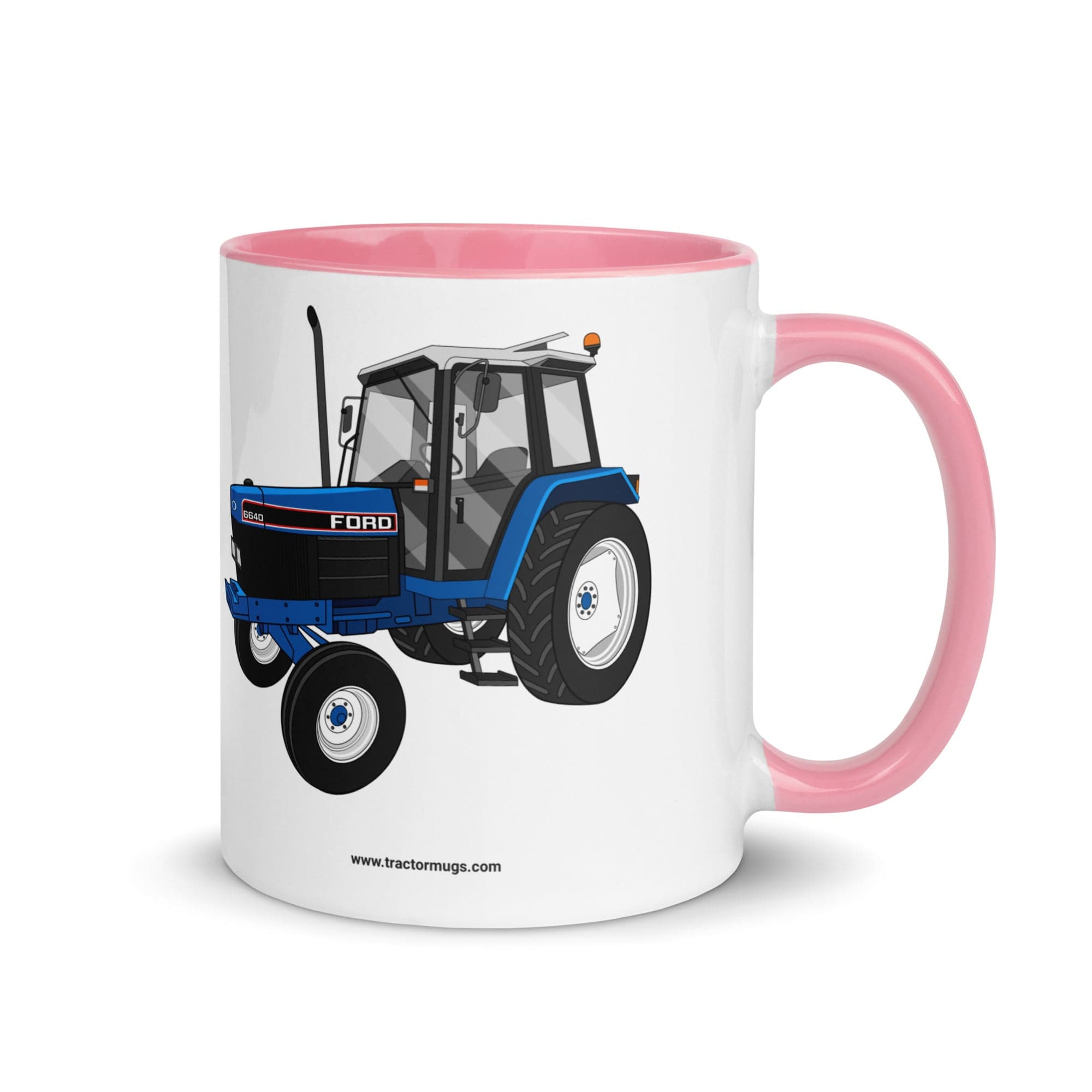 The Tractors Mugs Store Pink Ford 6640 SE 2WD | Mug with Color Inside Quality Farmers Merch