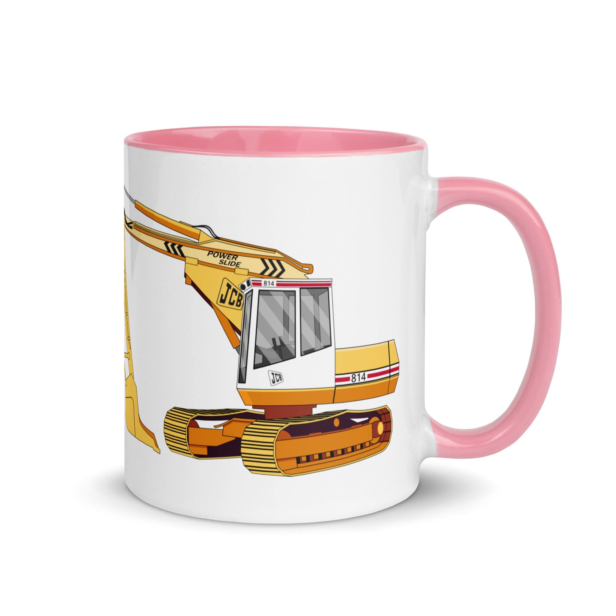 The Tractors Mugs Store Pink JCB 814 Super Mug with Color Inside Quality Farmers Merch