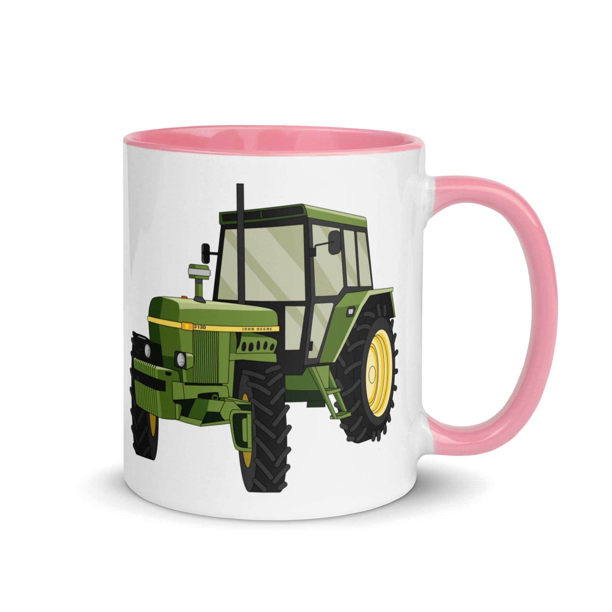 The Tractors Mugs Store Pink John Deere 3130 Mug with Color Inside Quality Farmers Merch