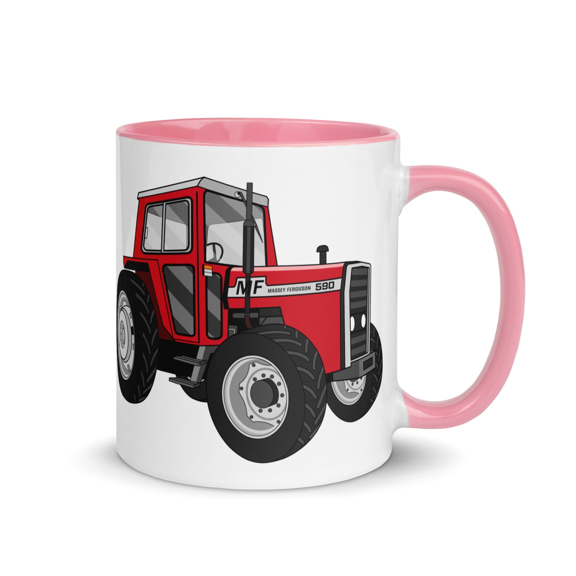 The Tractors Mugs Store Pink Massey 590 4WD Mug with Color Inside Quality Farmers Merch