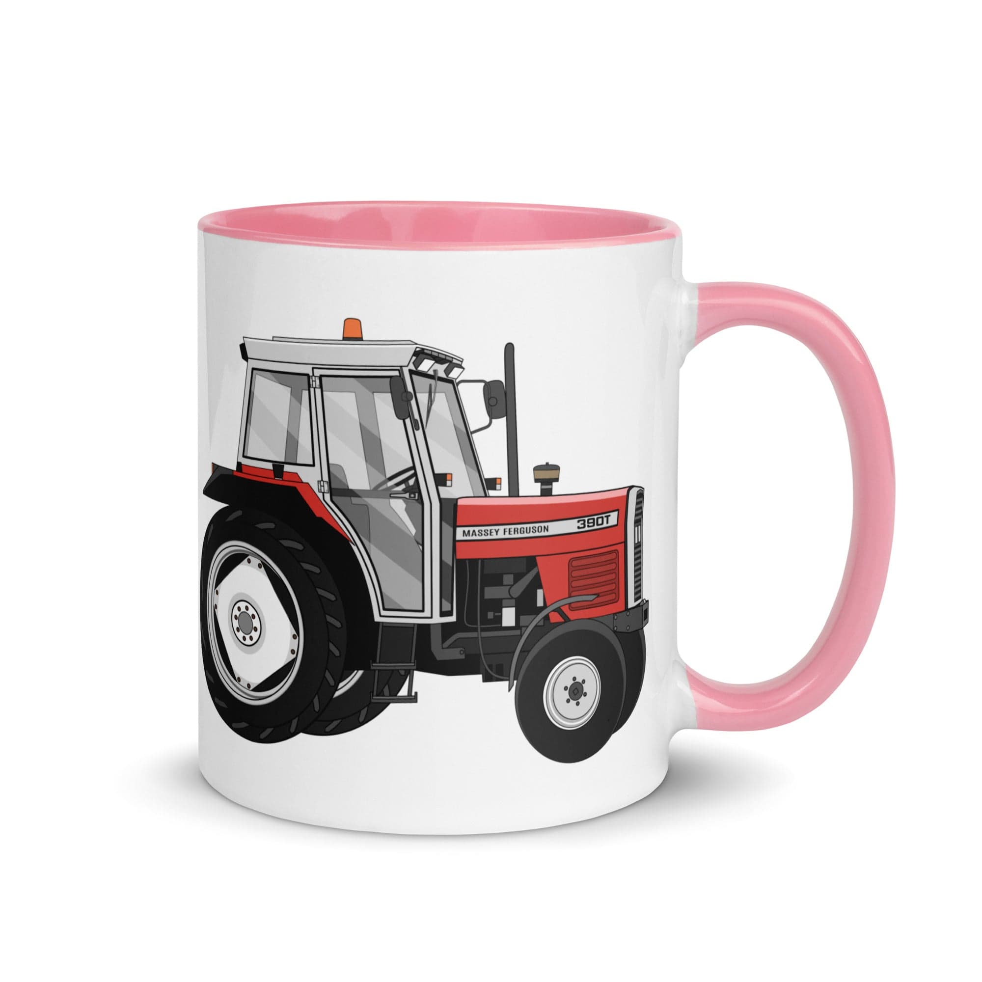 The Tractors Mugs Store Pink Massey Ferguson 390T Mug with Color Inside Quality Farmers Merch