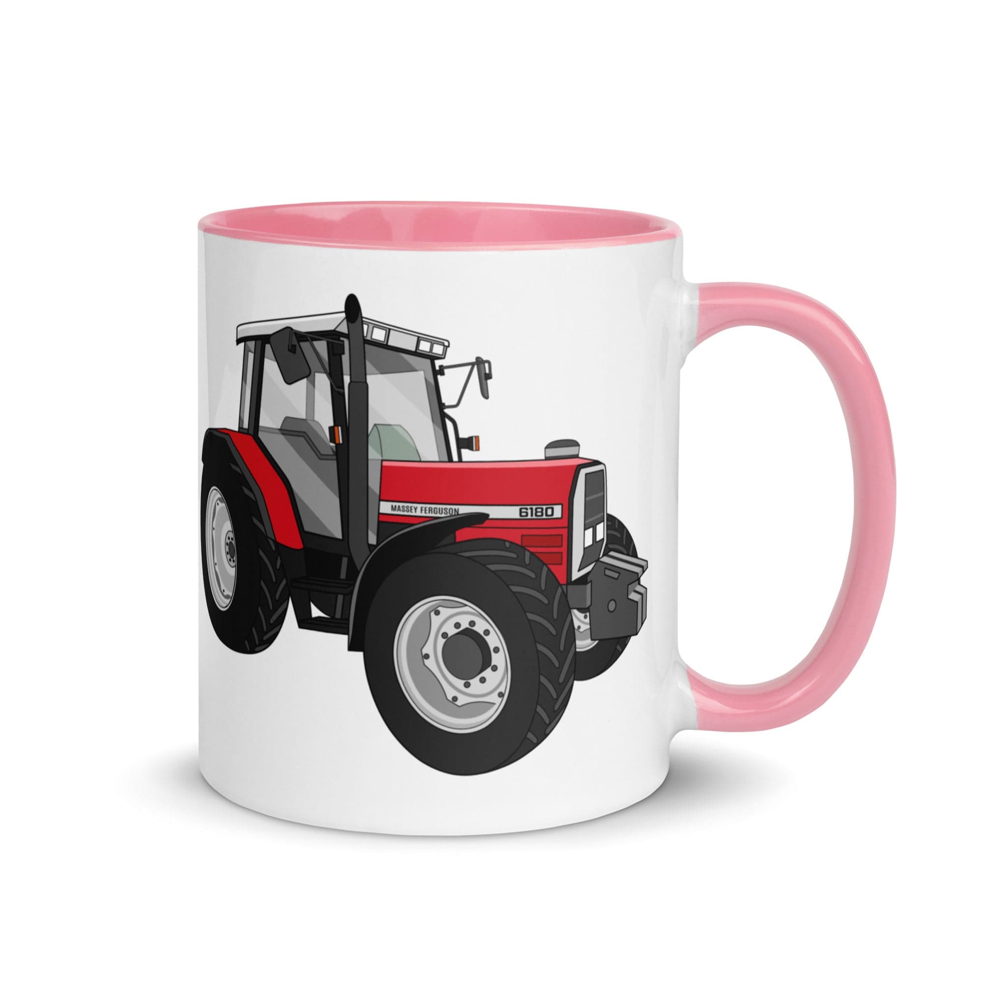 The Tractors Mugs Store Pink Massey Ferguson 6180 Mug with Color Inside Quality Farmers Merch