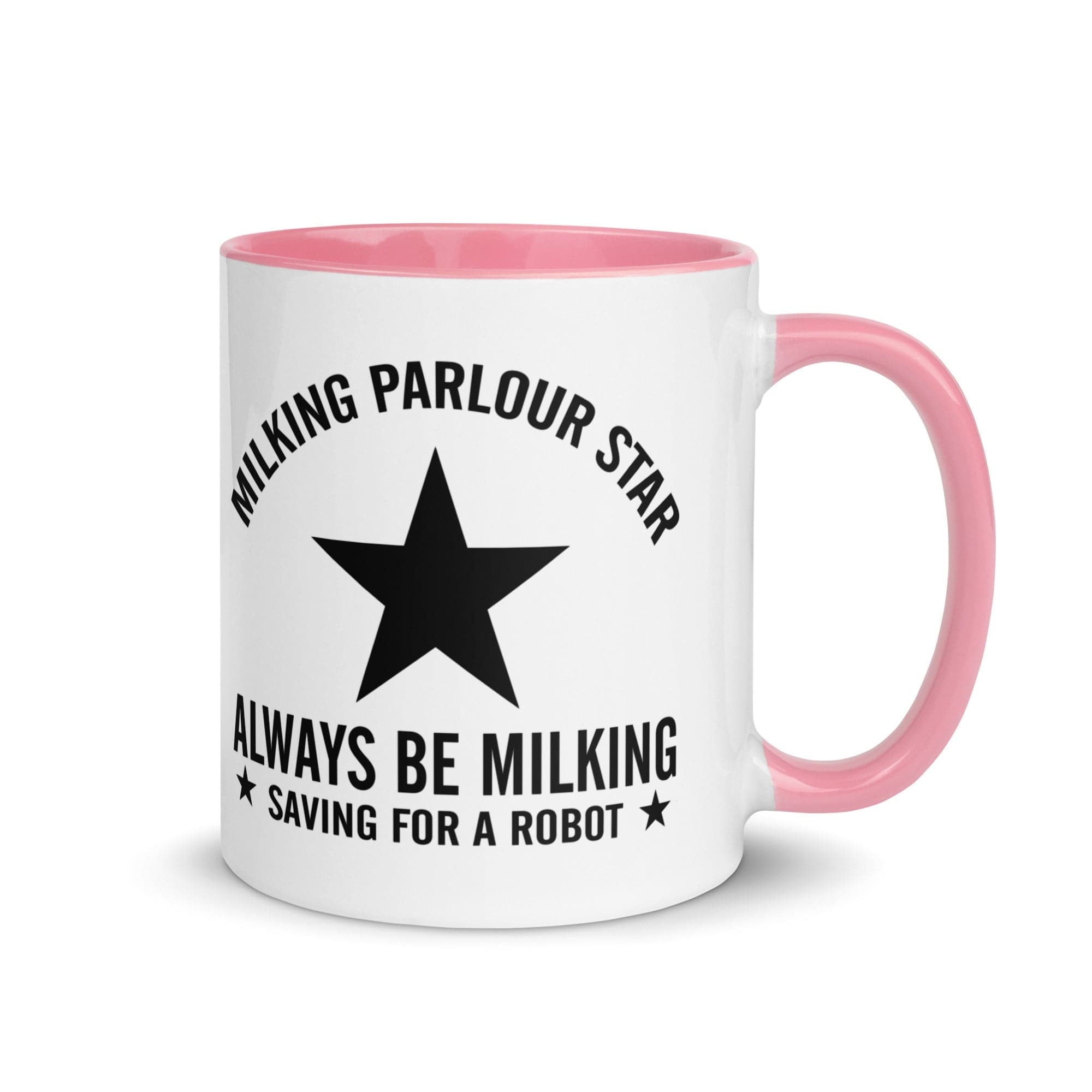 The Tractors Mugs Store Pink Milking Parlour Star Mug with Color Inside Quality Farmers Merch