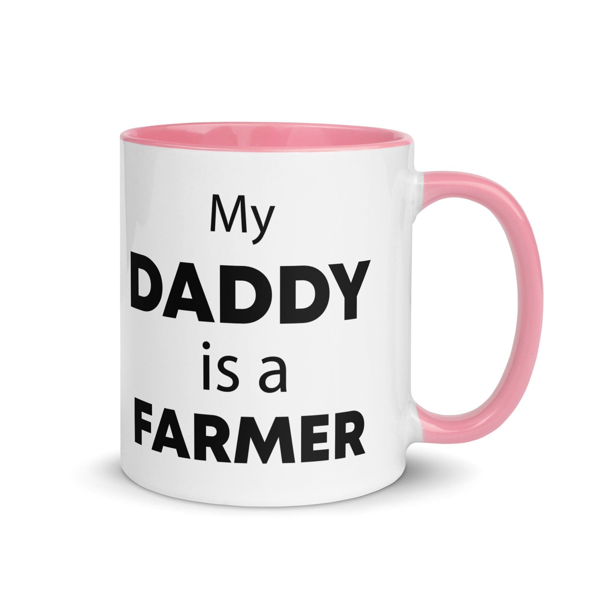 The Tractors Mugs Store Pink My Daddy is a Farmer Mug with Color Inside Quality Farmers Merch