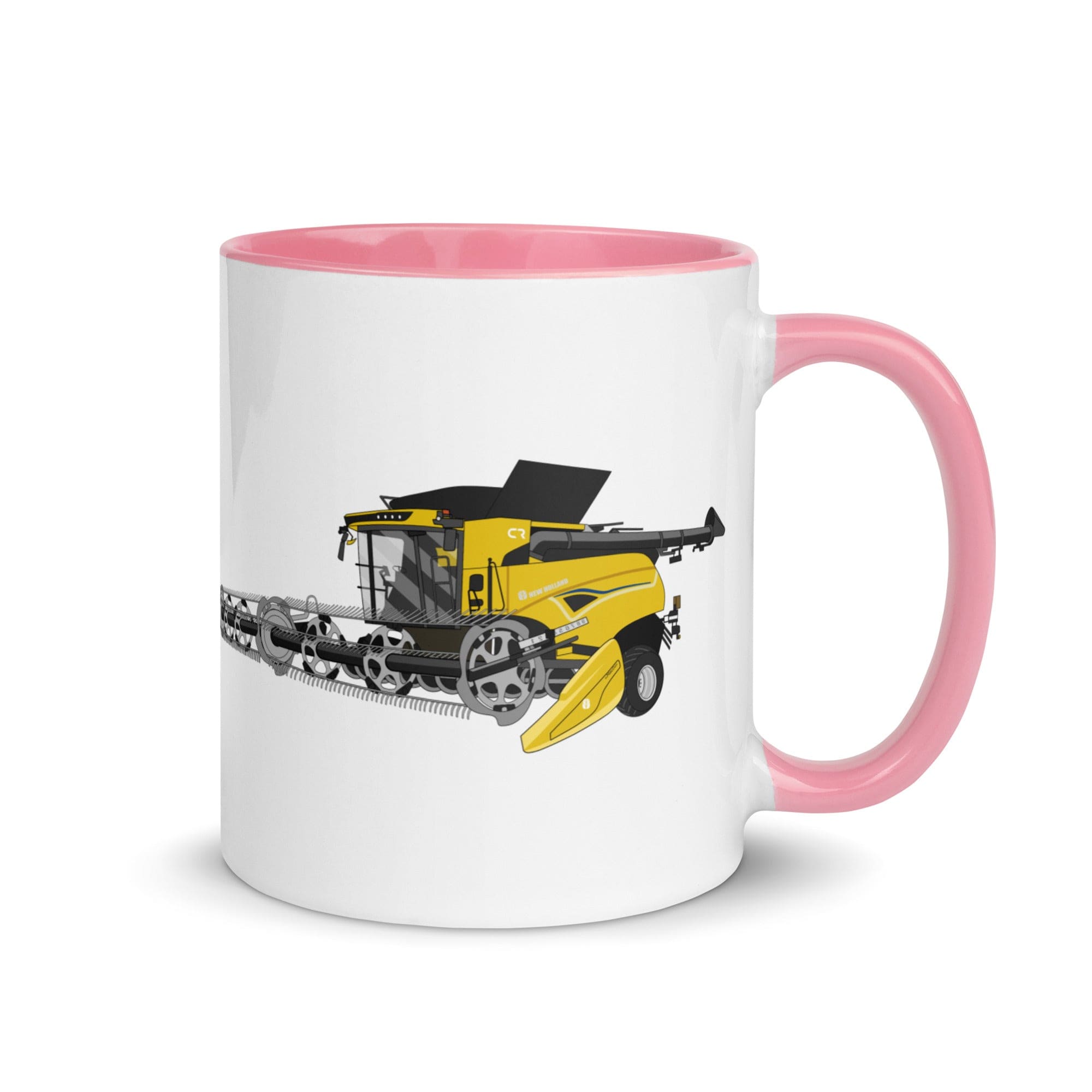 The Tractors Mugs Store Pink New Holland CR Combine Harvester (2004). Mug with Color Inside Quality Farmers Merch