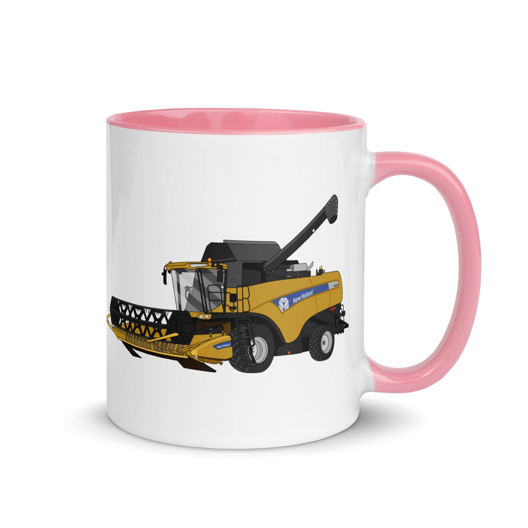 The Tractors Mugs Store Pink New Holland CX 8060 Combine Harvester Mug with Color Inside Quality Farmers Merch