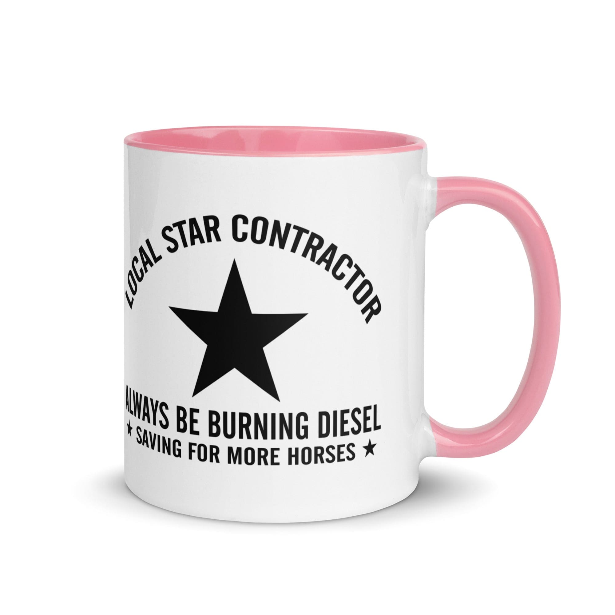 The Tractors Mugs Store Pink Star Contractor Mug with Color Inside Quality Farmers Merch