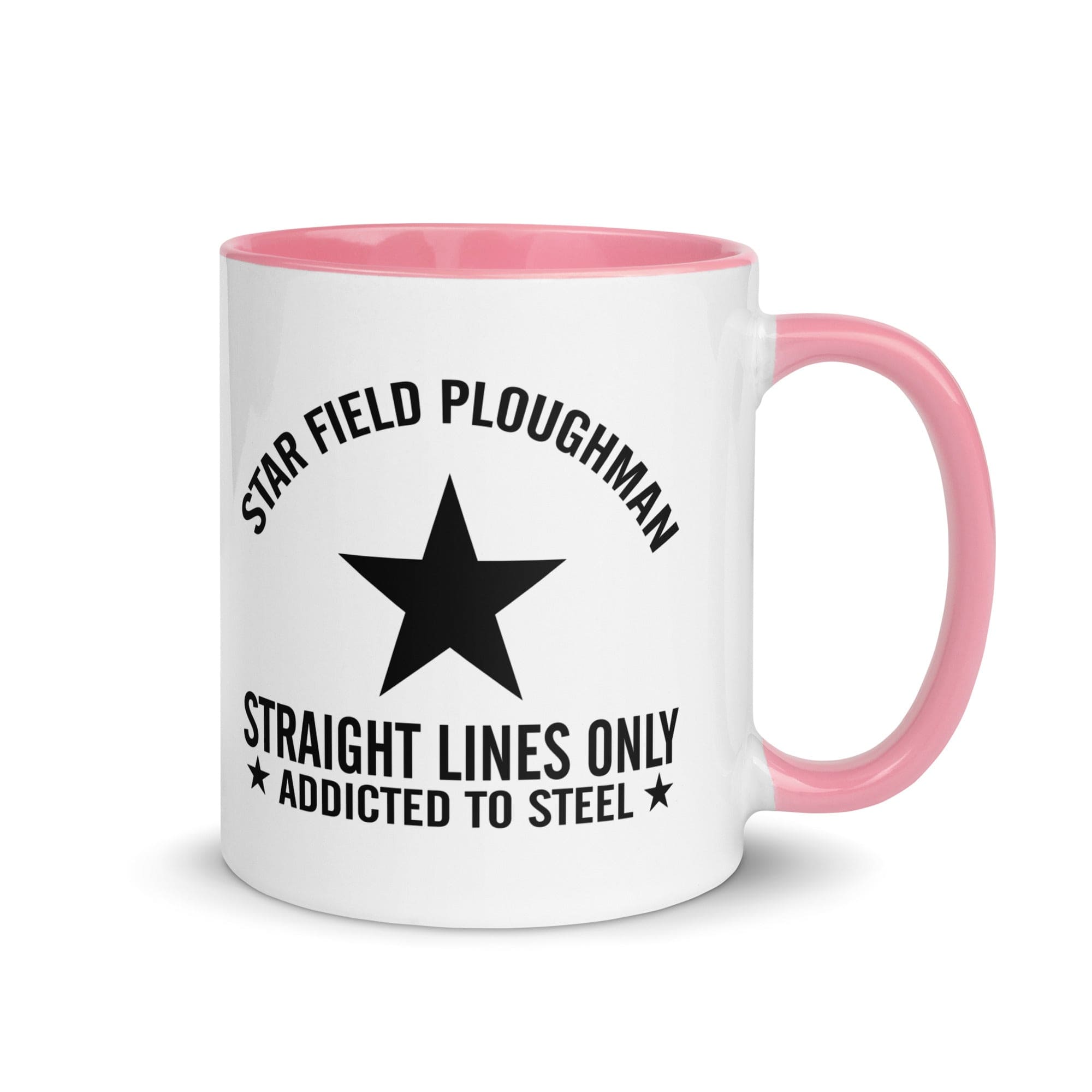 The Tractors Mugs Store Pink Star Field Ploughman Mug with Color Inside Quality Farmers Merch