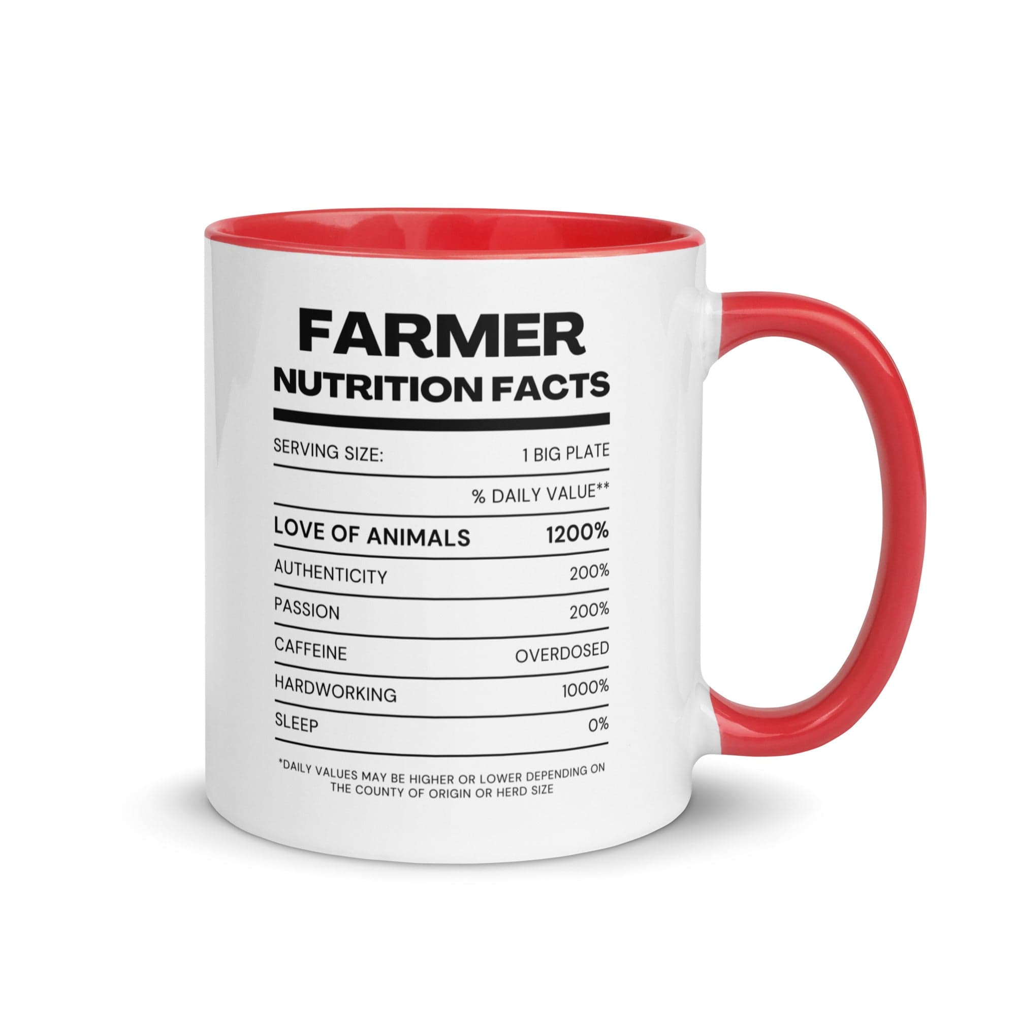 The Tractors Mugs Store Red Farmers Nutrition Mug with Color Inside Quality Farmers Merch