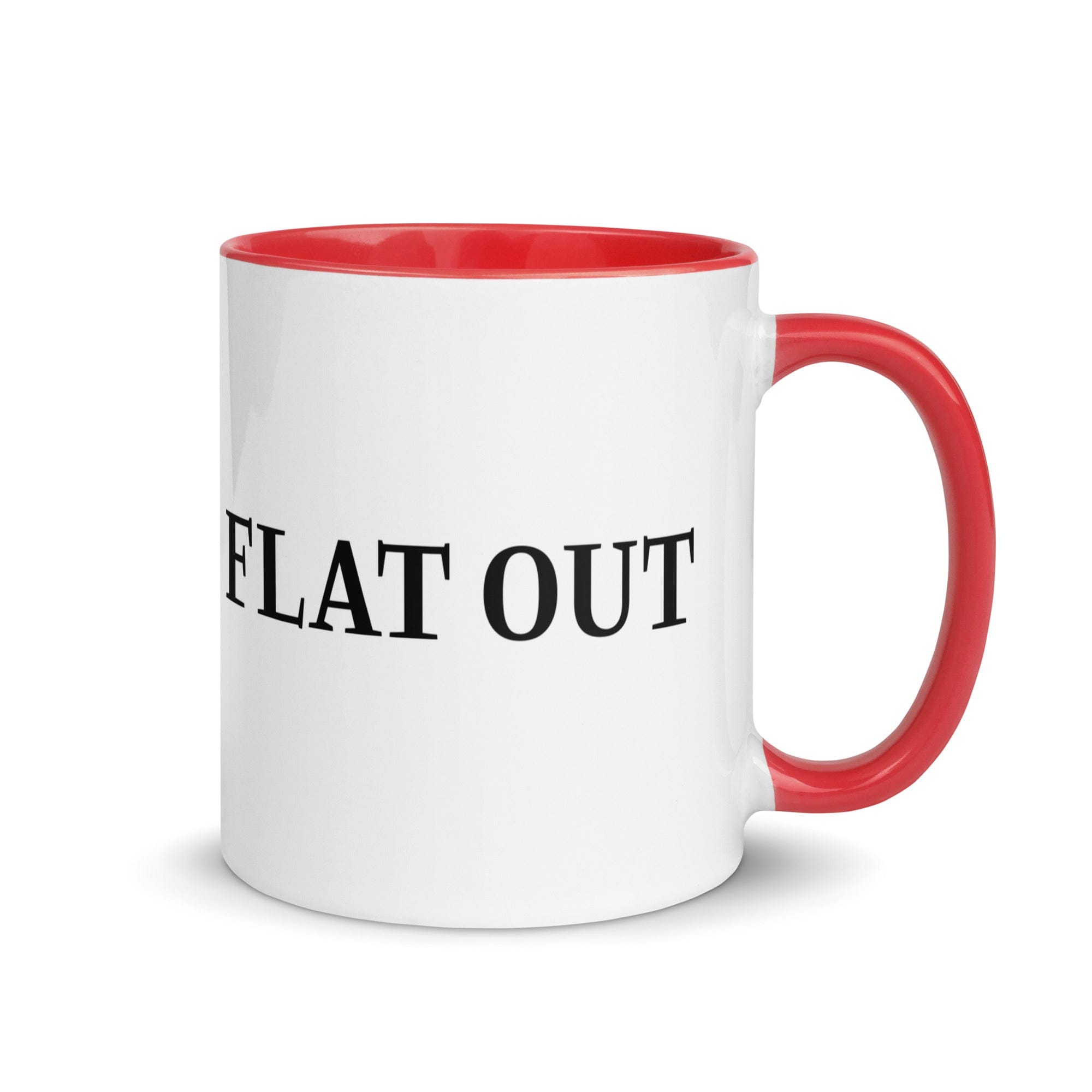 The Tractors Mugs Store Red Flat Out Mug with Color Inside Quality Farmers Merch