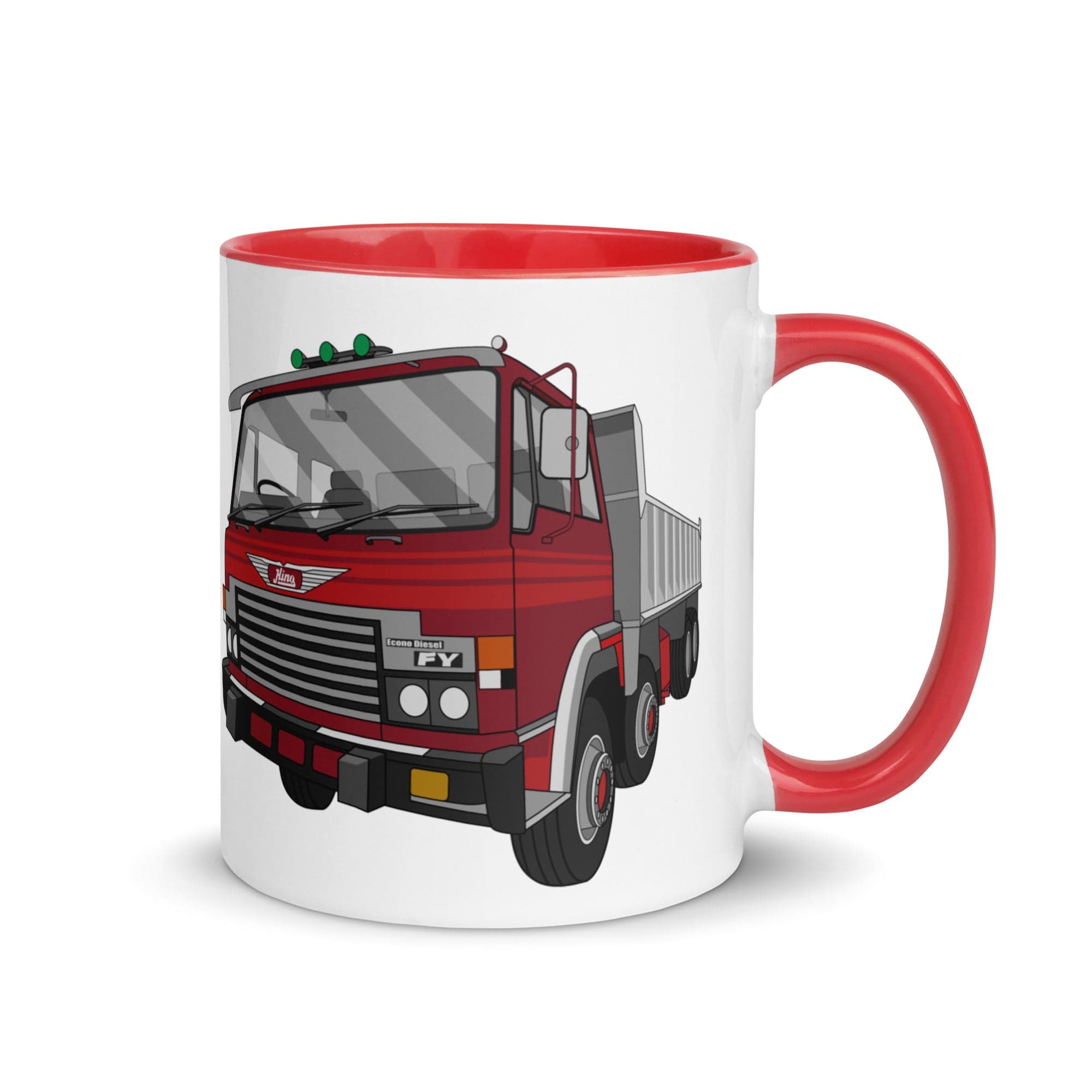 The Tractors Mugs Store Red Hino FY Tipper Mug with Color Inside Quality Farmers Merch