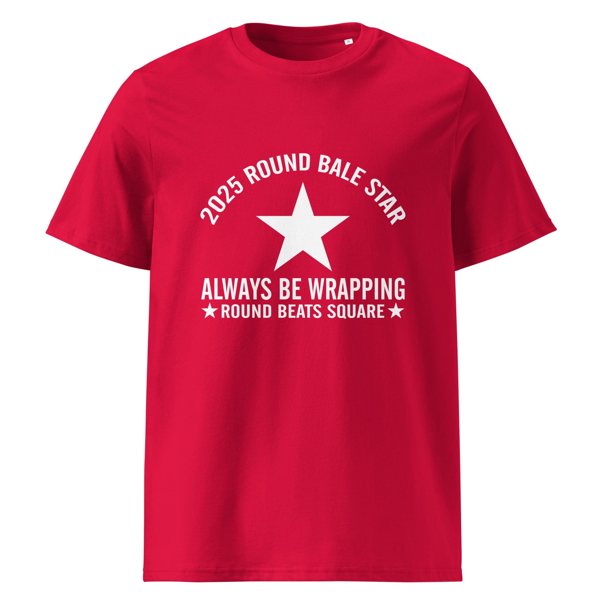 The Tractors Mugs Store Red / S Round Bale Star Unisex organic cotton t-shirt Quality Farmers Merch