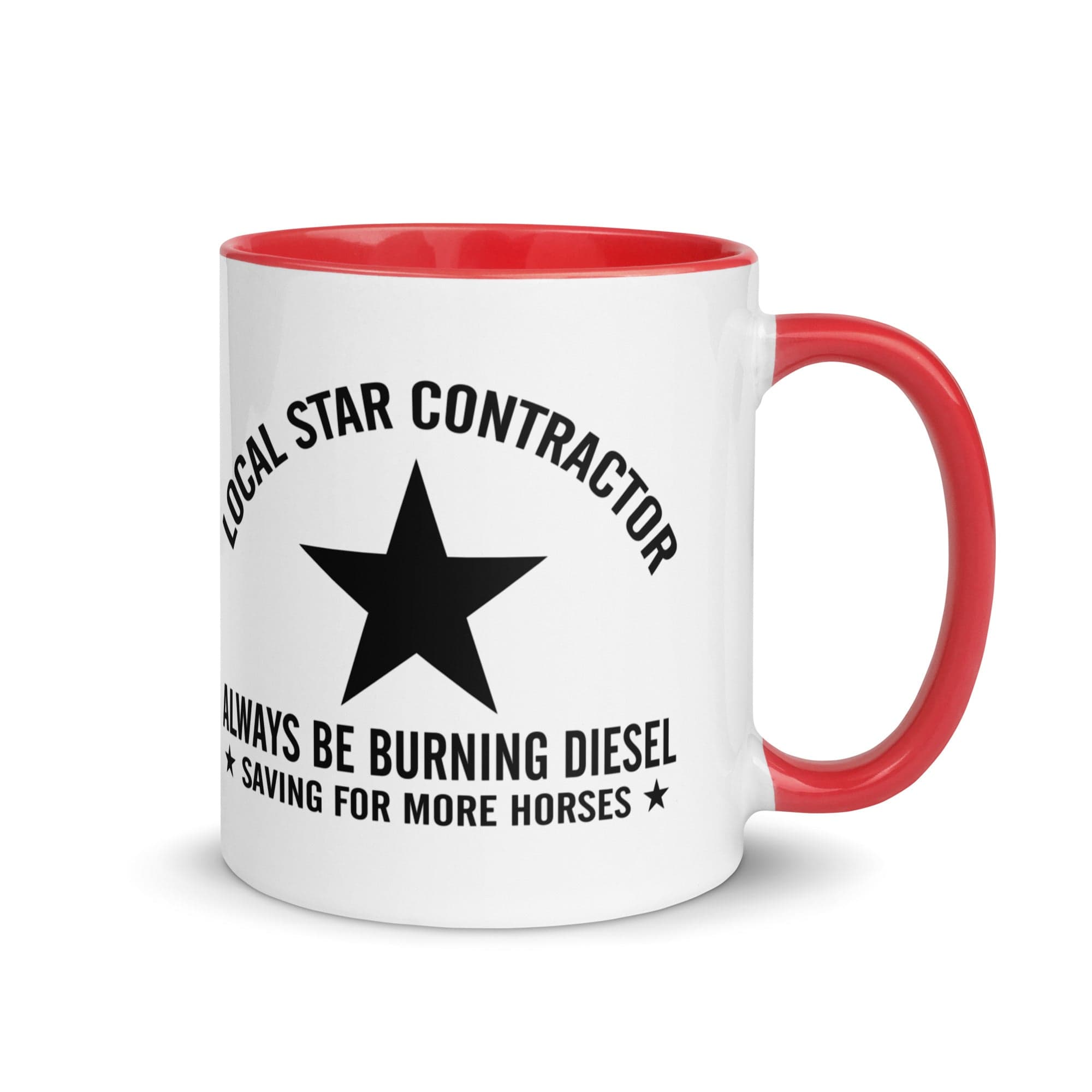 The Tractors Mugs Store Red Star Contractor Mug with Color Inside Quality Farmers Merch