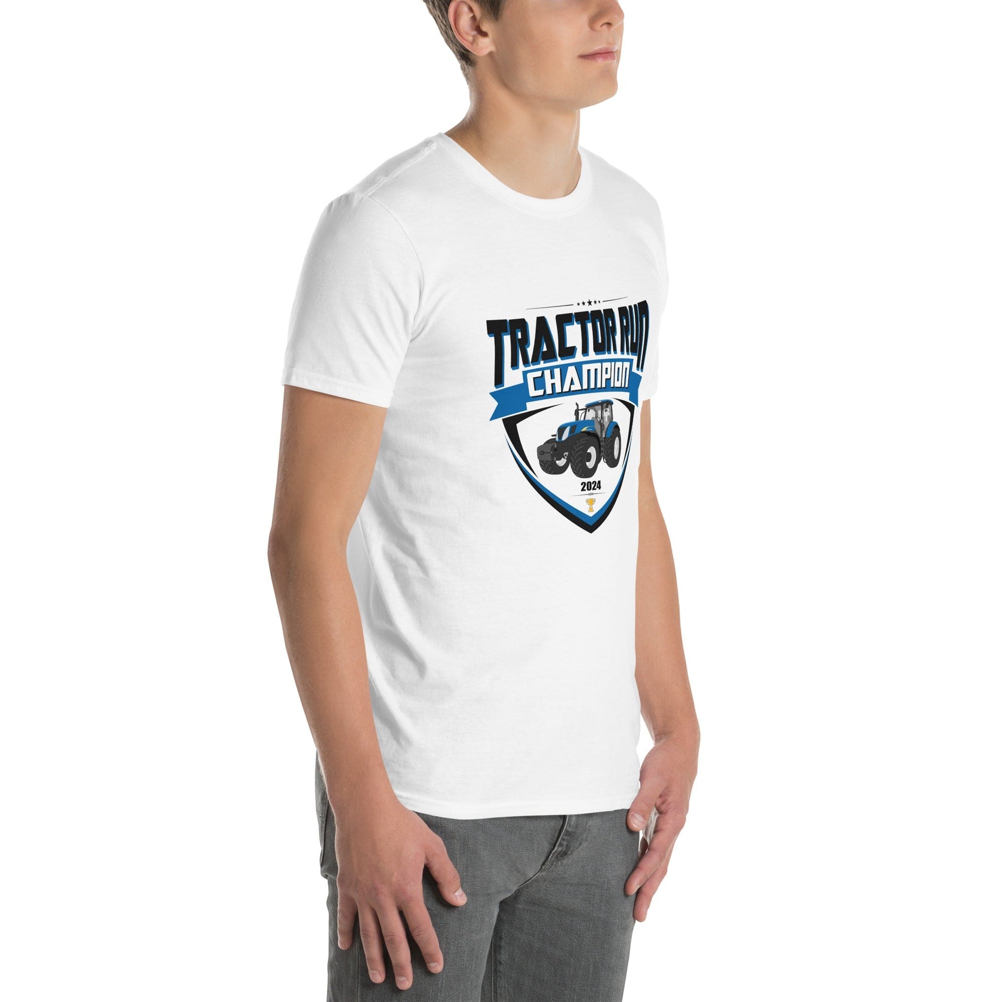 The Tractors Mugs Store Tractor Run Champion mens Short-Sleeve Unisex T-Shirt Quality Farmers Merch