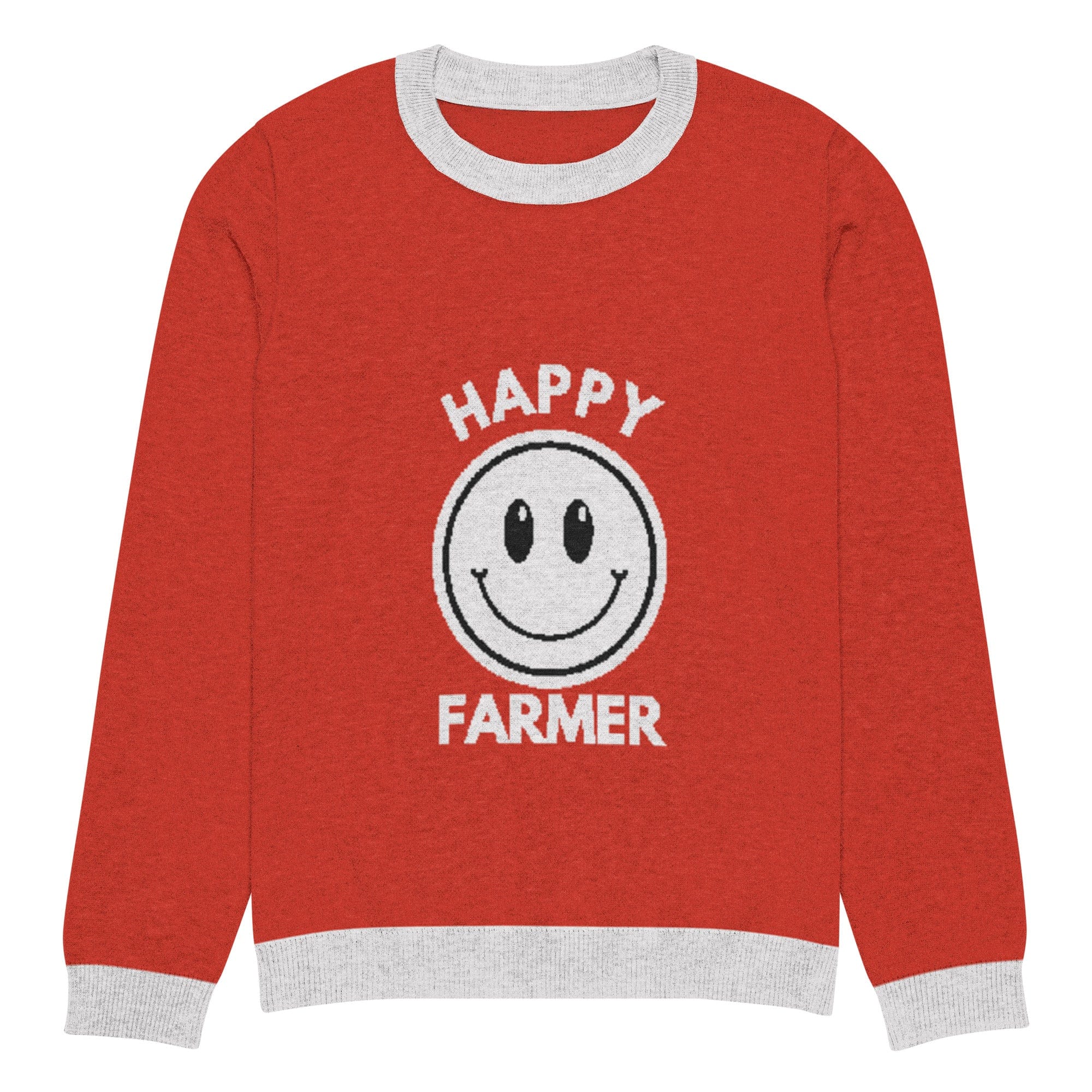 The Tractors Mugs Store XL Happy Farmer (Red) Knitted crew neck sweater Quality Farmers Merch