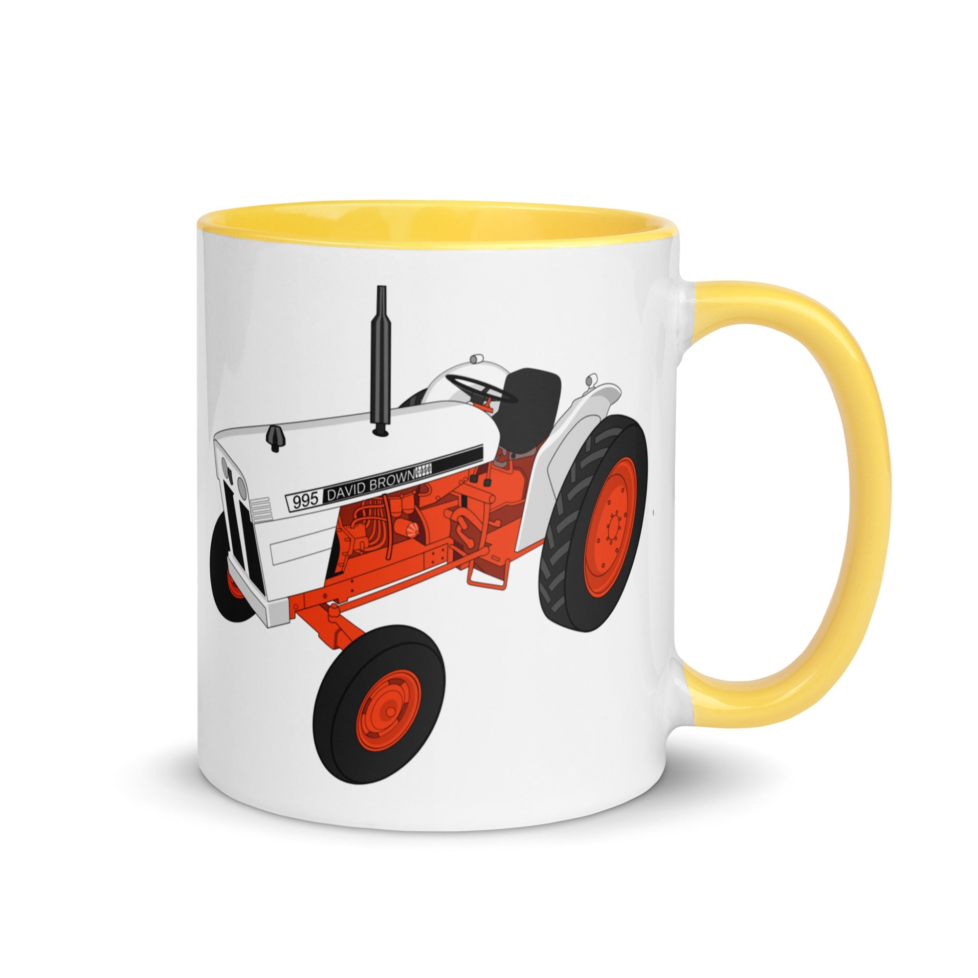 The Tractors Mugs Store Yellow Case David Brown 995 (1973) Mug with Color Inside Quality Farmers Merch