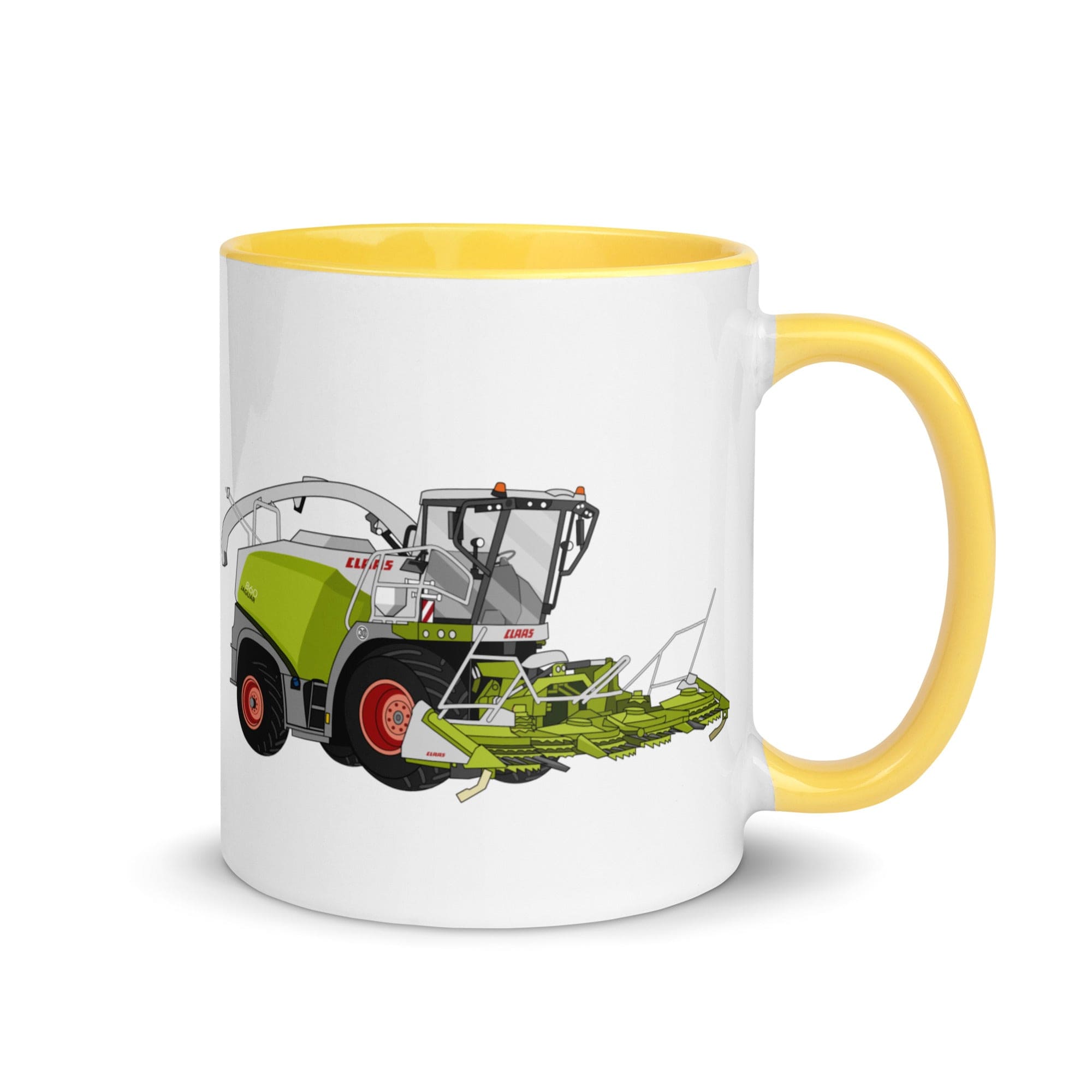 The Tractors Mugs Store Yellow Class Jaguar 860 Forage Harvester Mug with Color Inside Quality Farmers Merch