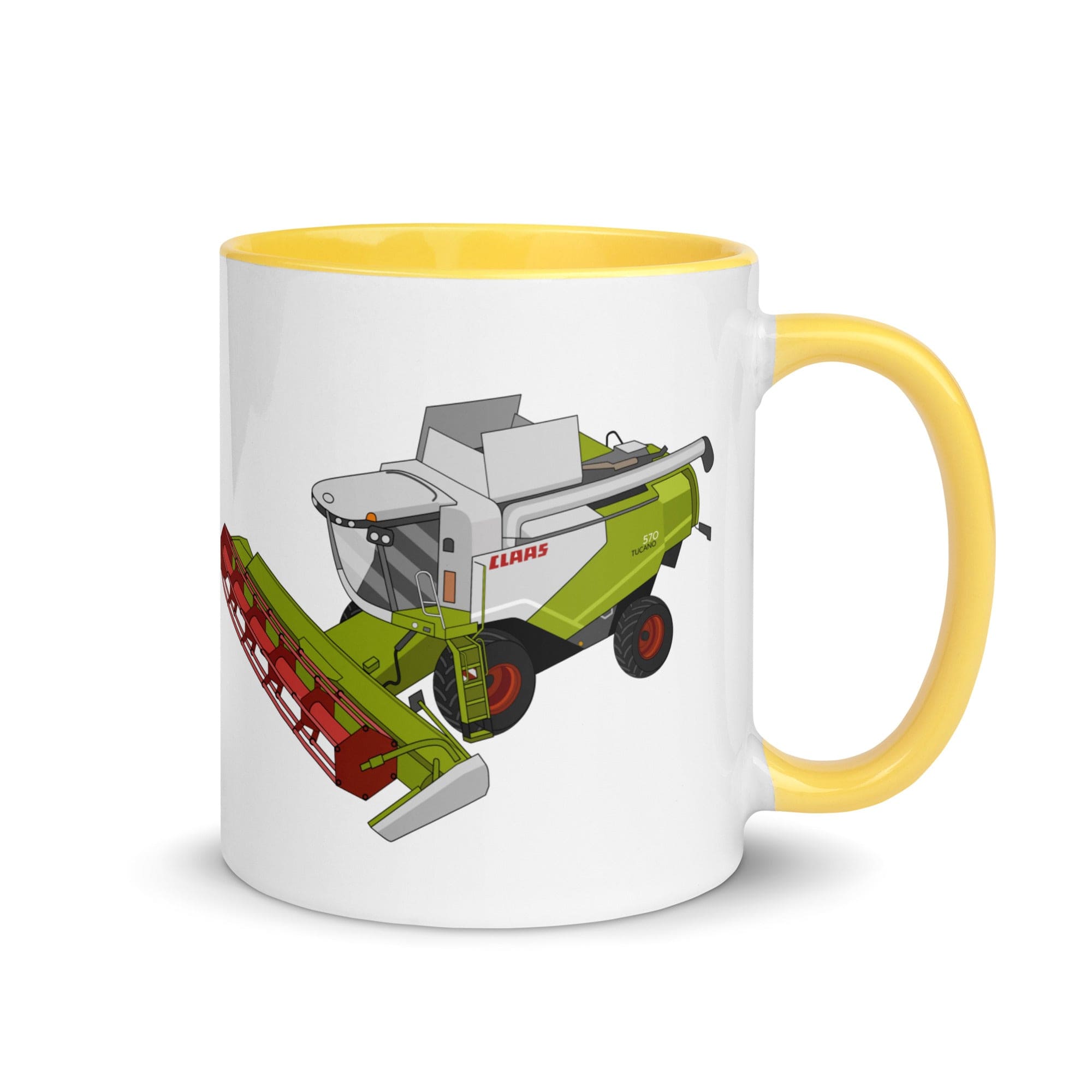 The Tractors Mugs Store Yellow Class Tucano 570 Mug with Color Inside Quality Farmers Merch