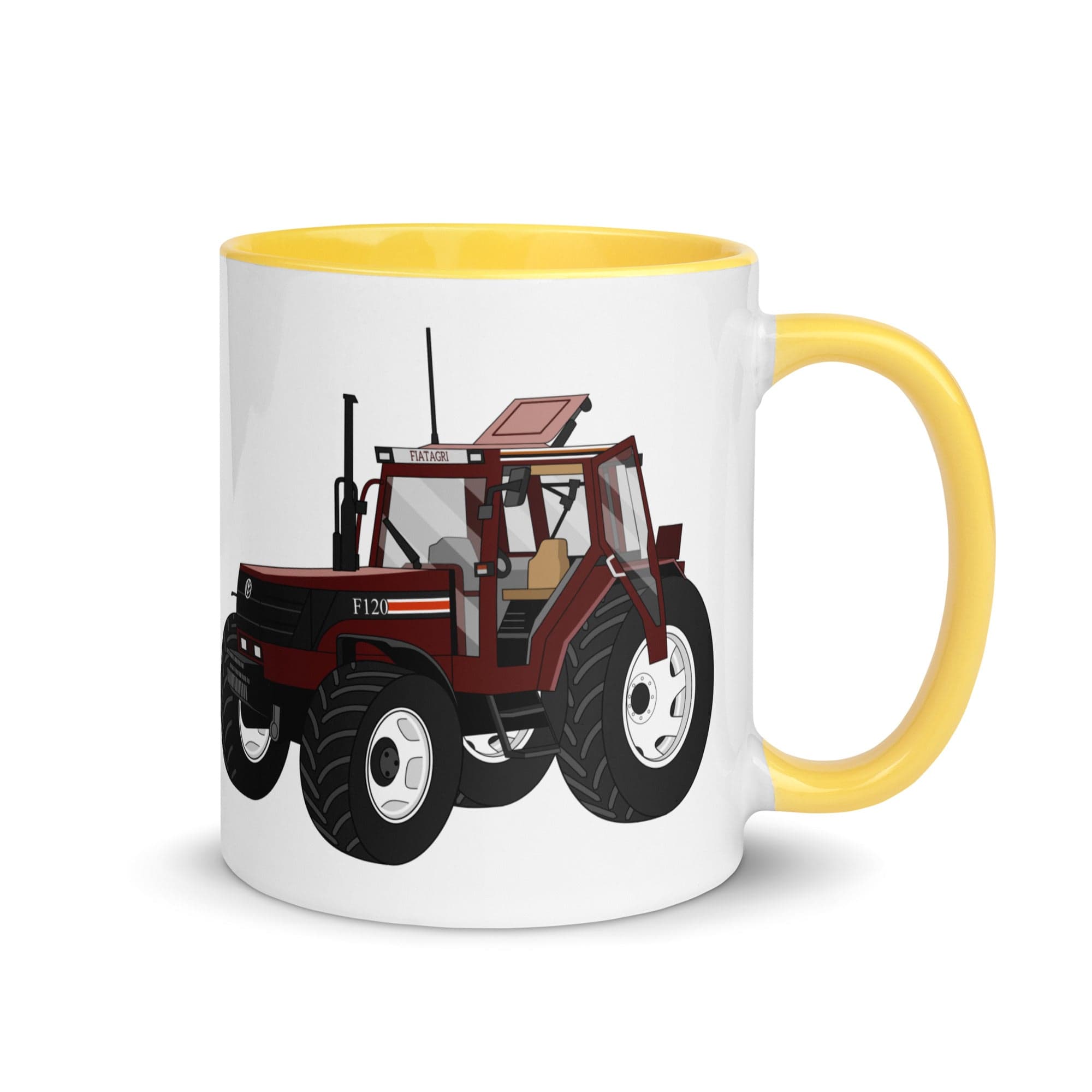 The Tractors Mugs Store Yellow Fiat F120 Winner Mug with Color Inside Quality Farmers Merch