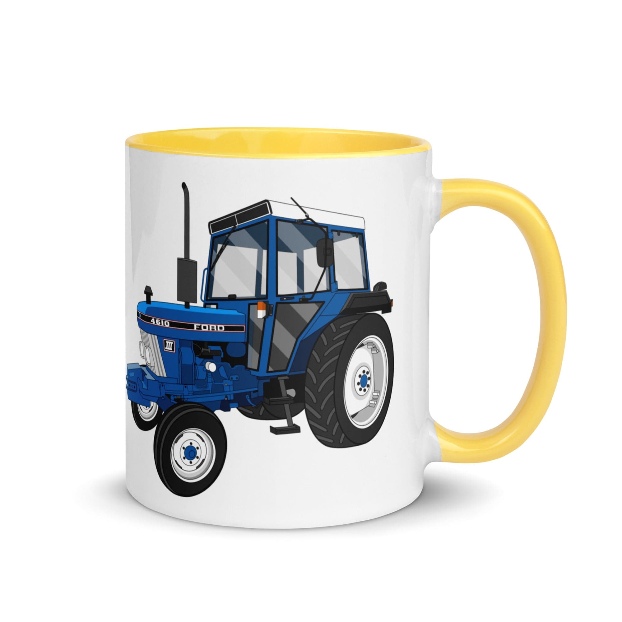 The Tractors Mugs Store Yellow Ford 4610 2WD Mug with Color Inside Quality Farmers Merch