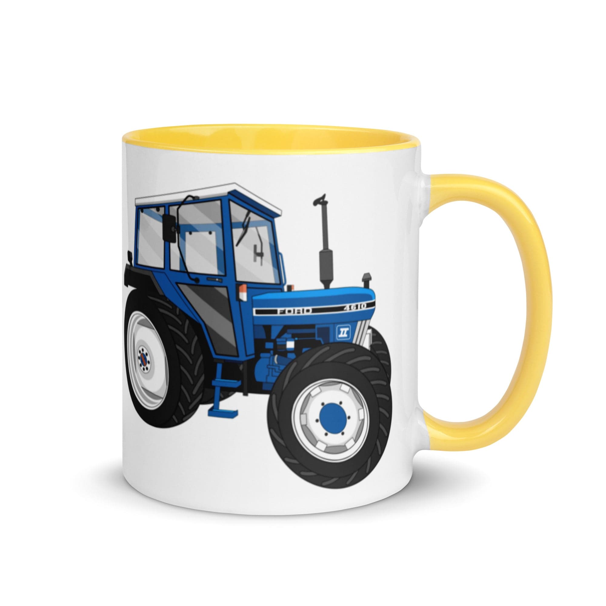 The Tractors Mugs Store Yellow Ford 4610 4WD Mug with Color Inside Quality Farmers Merch