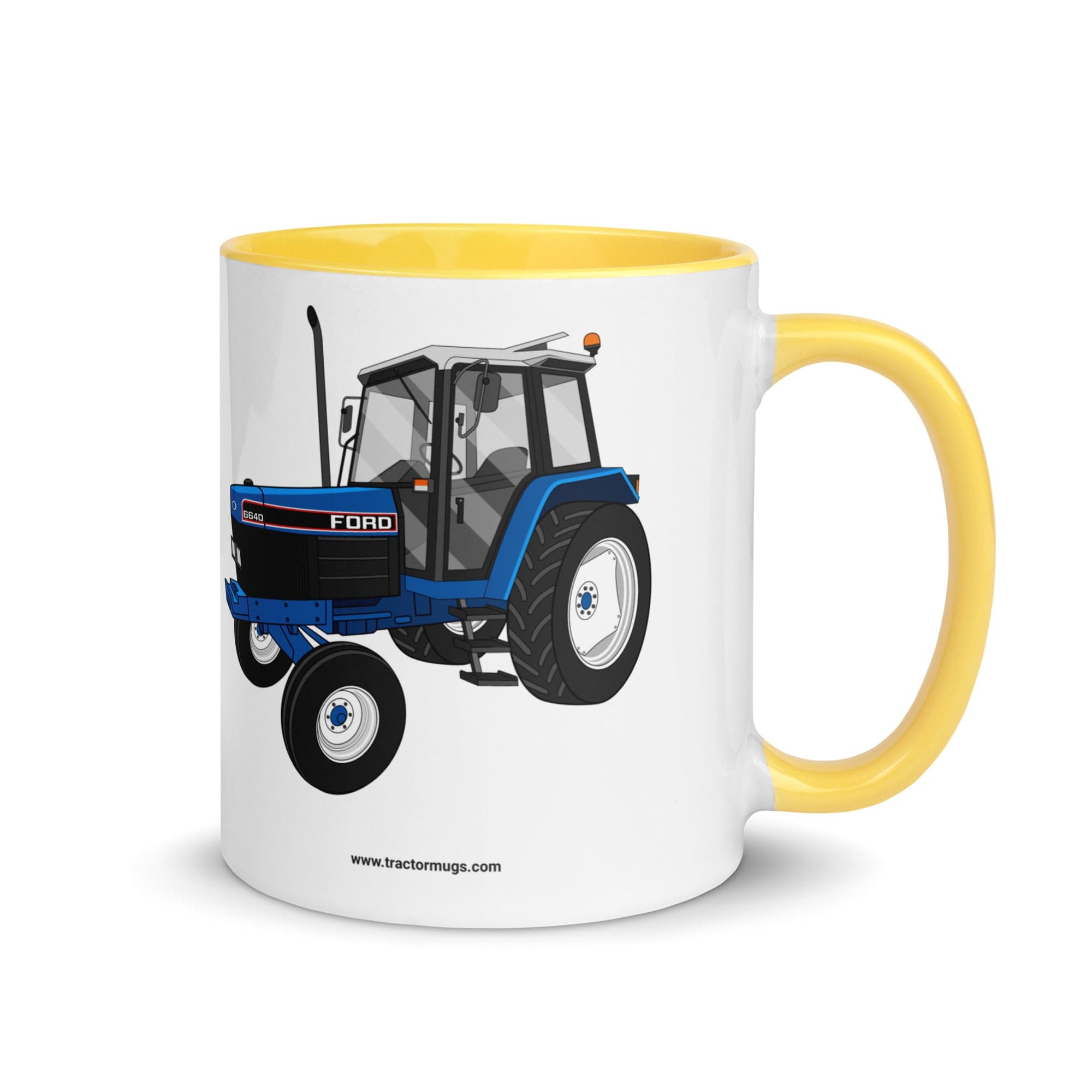 The Tractors Mugs Store Yellow Ford 6640 SE 2WD | Mug with Color Inside Quality Farmers Merch