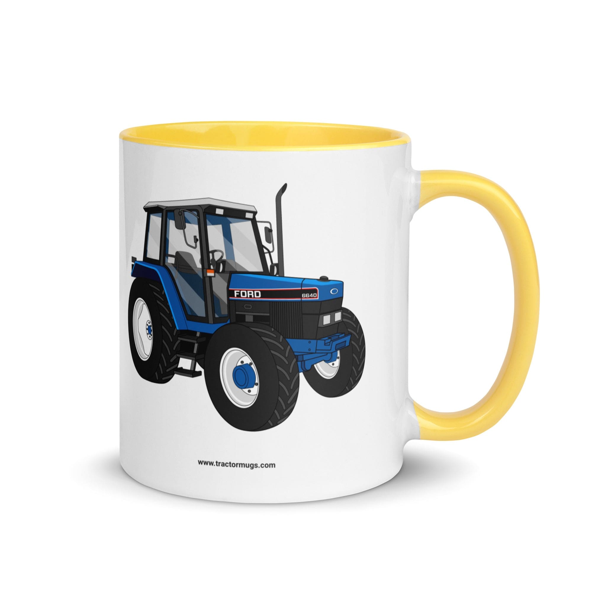 The Tractors Mugs Store Yellow Ford 6640 SE 4WD | Mug with Color Inside Quality Farmers Merch