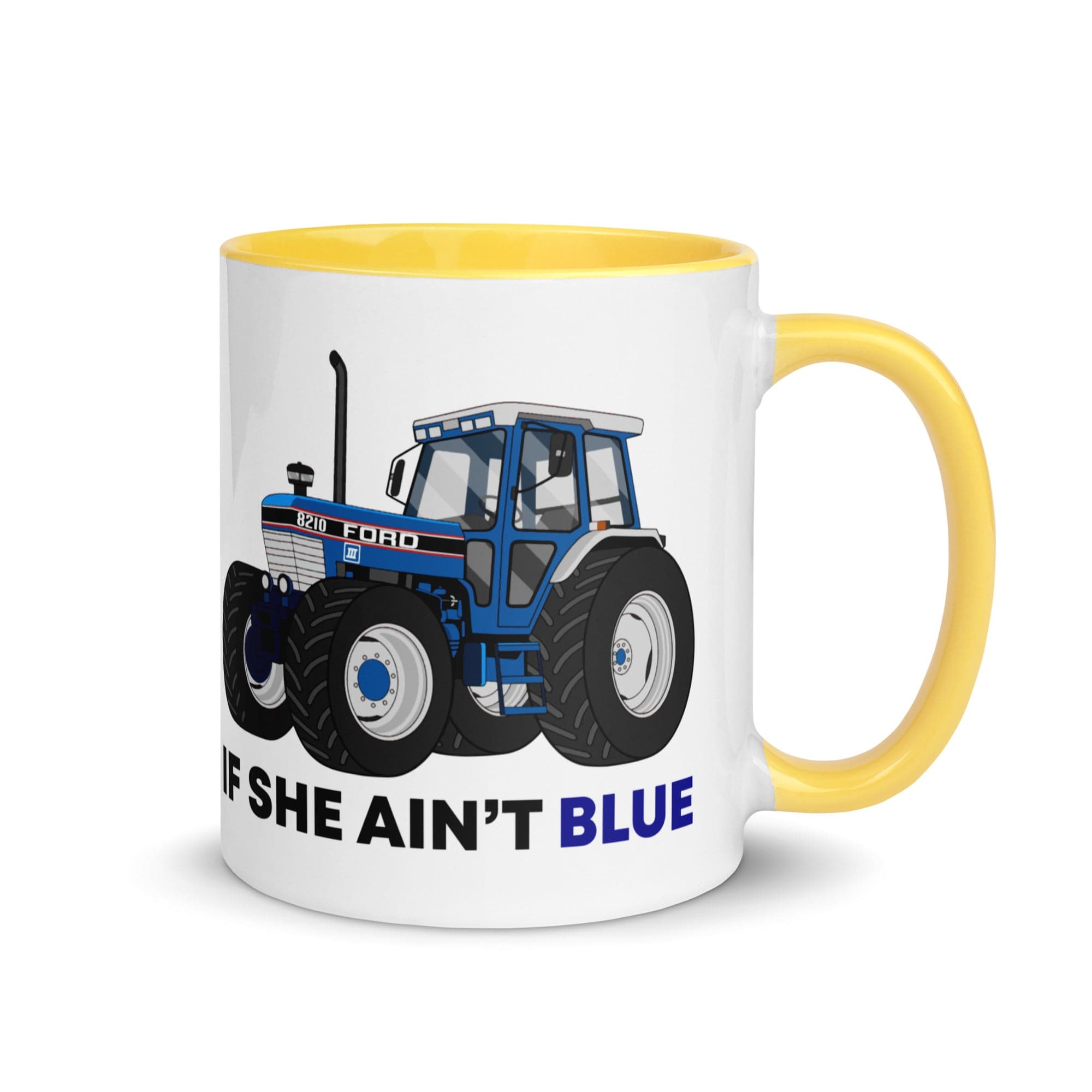The Tractors Mugs Store Yellow If She Ain't Blue Mug with Color Inside Quality Farmers Merch
