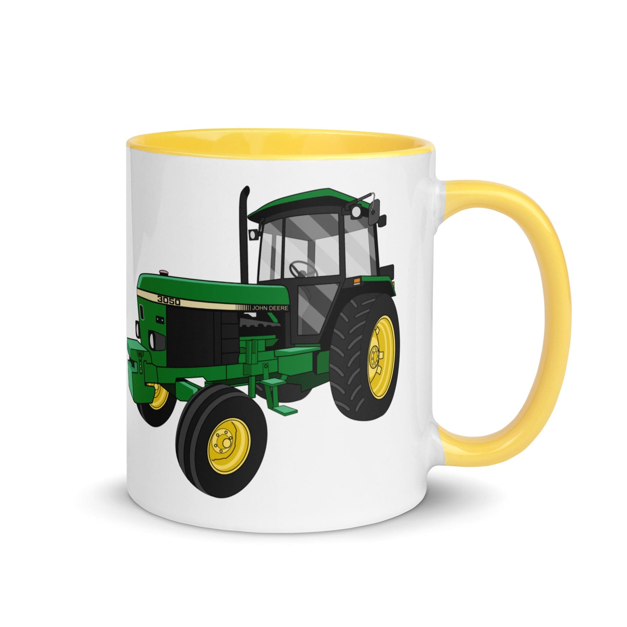 The Tractors Mugs Store Yellow John Deere 3050 2WD Mug with Color Inside Quality Farmers Merch