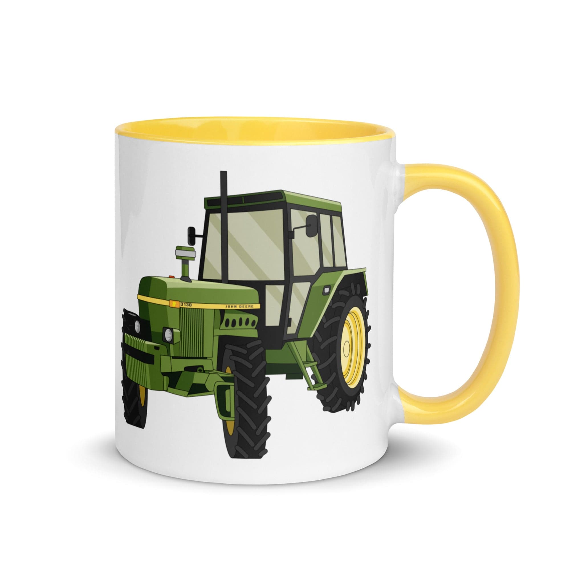 The Tractors Mugs Store Yellow John Deere 3130 Mug with Color Inside Quality Farmers Merch