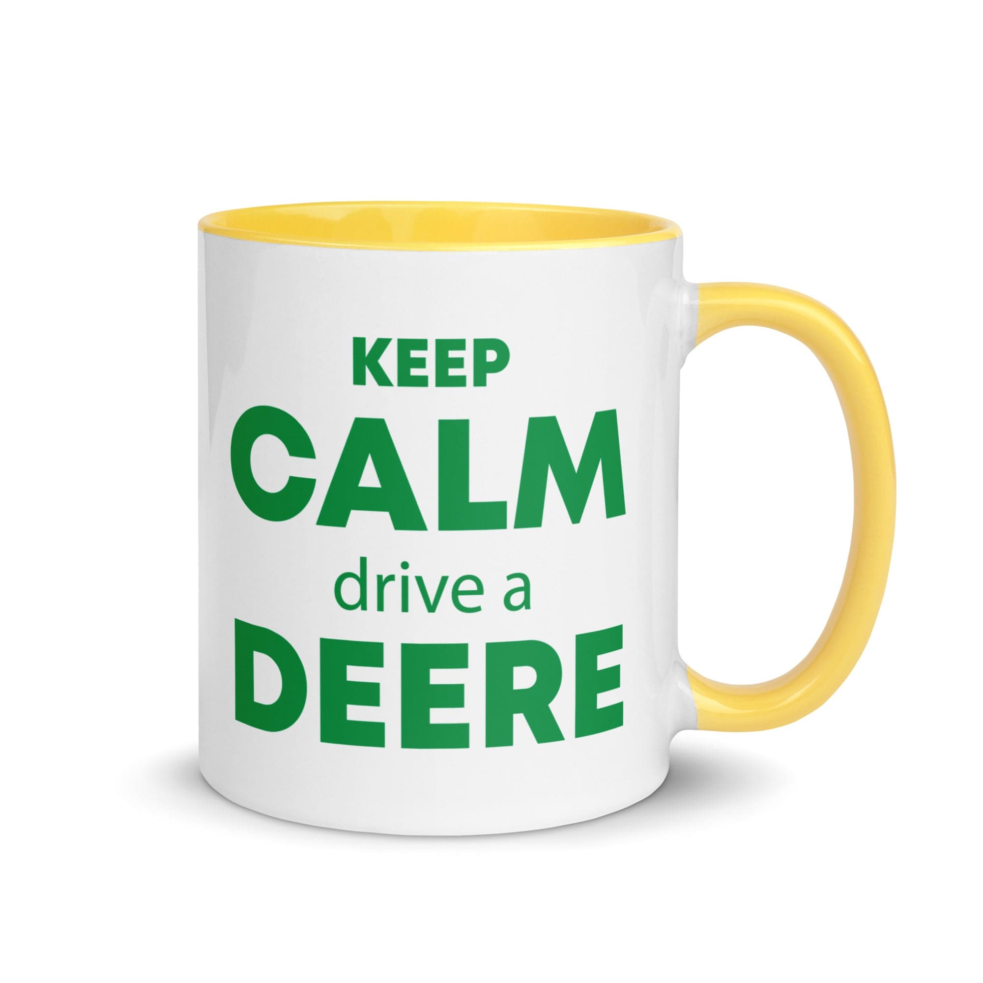 The Tractors Mugs Store Yellow KEEP CALM drive a DEERE Mug with Color Inside Quality Farmers Merch