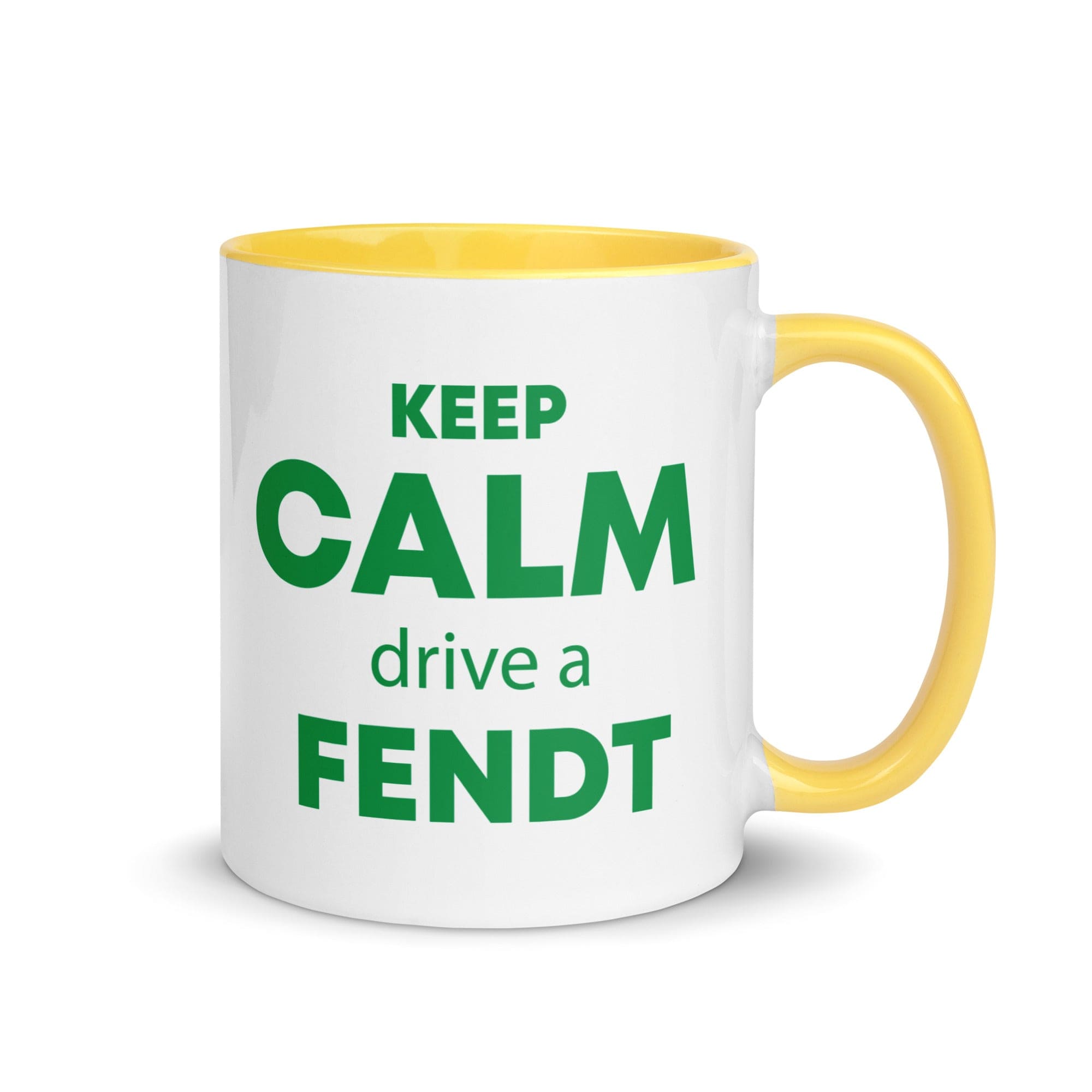 The Tractors Mugs Store Yellow KEEP CALM drive a FENDT Mug with Color Inside Quality Farmers Merch