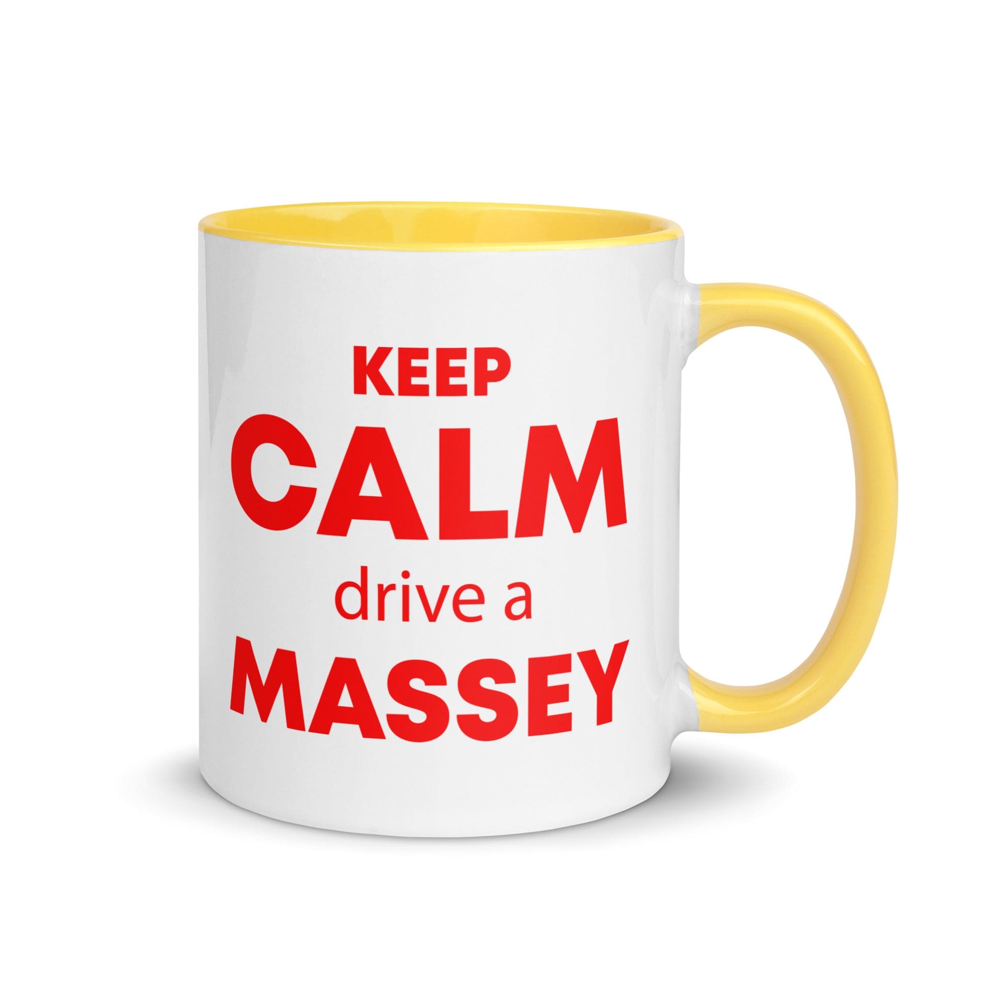 The Tractors Mugs Store Yellow KEEP CALM drive a MASSEY Mug with Color Inside Quality Farmers Merch