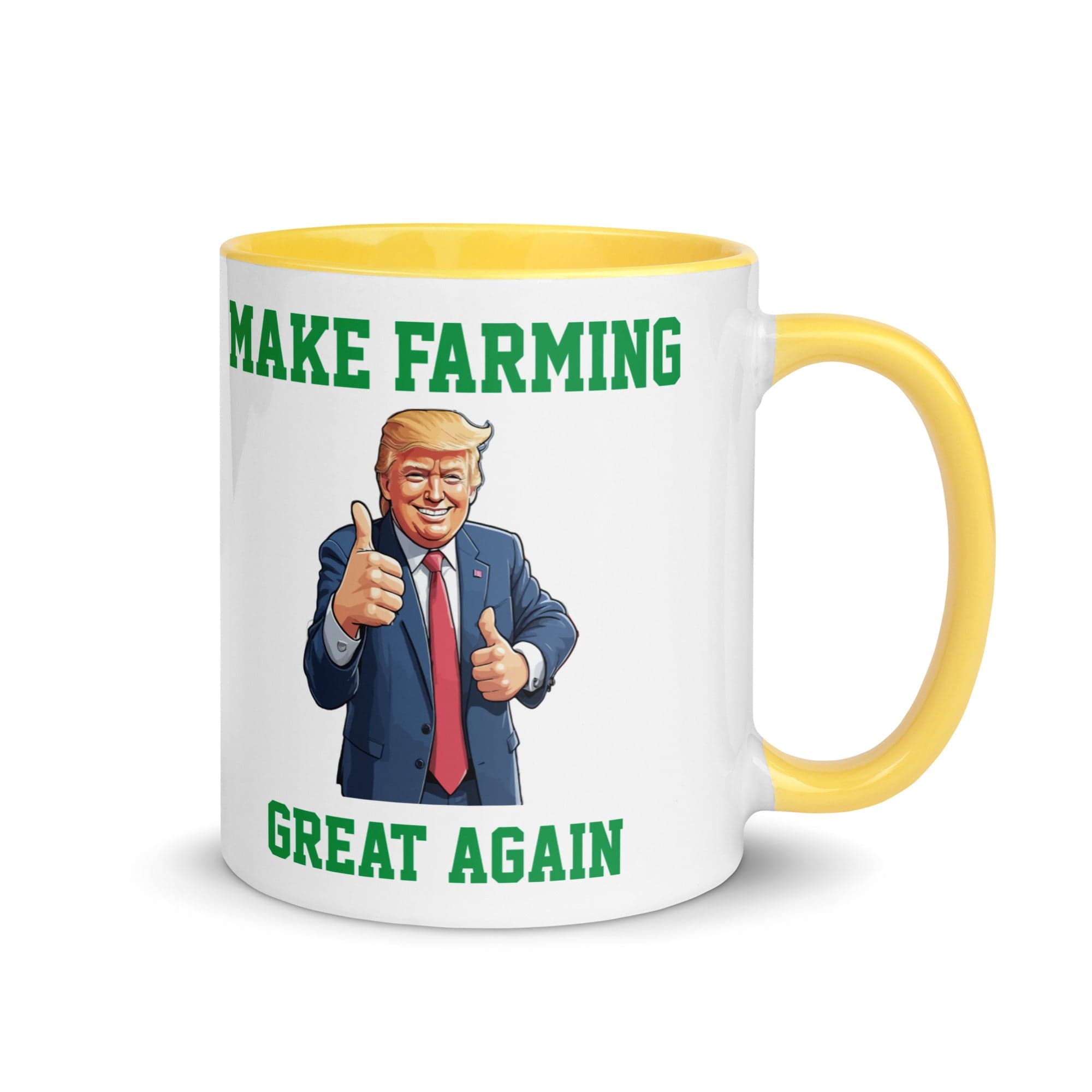The Tractors Mugs Store Yellow Make Farming Great Again Mug with Color Inside Quality Farmers Merch