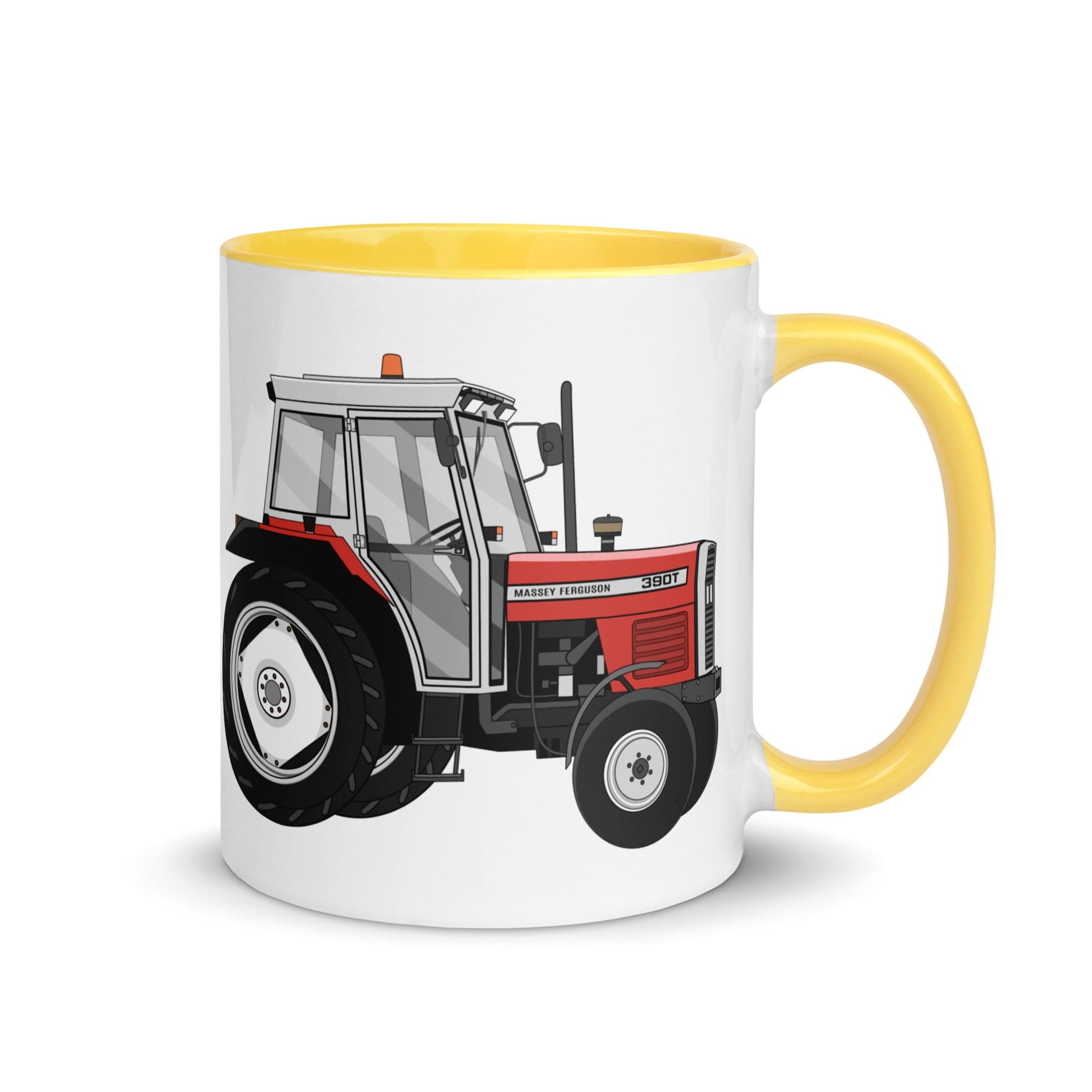 The Tractors Mugs Store Yellow Massey Ferguson 390T Mug with Color Inside Quality Farmers Merch