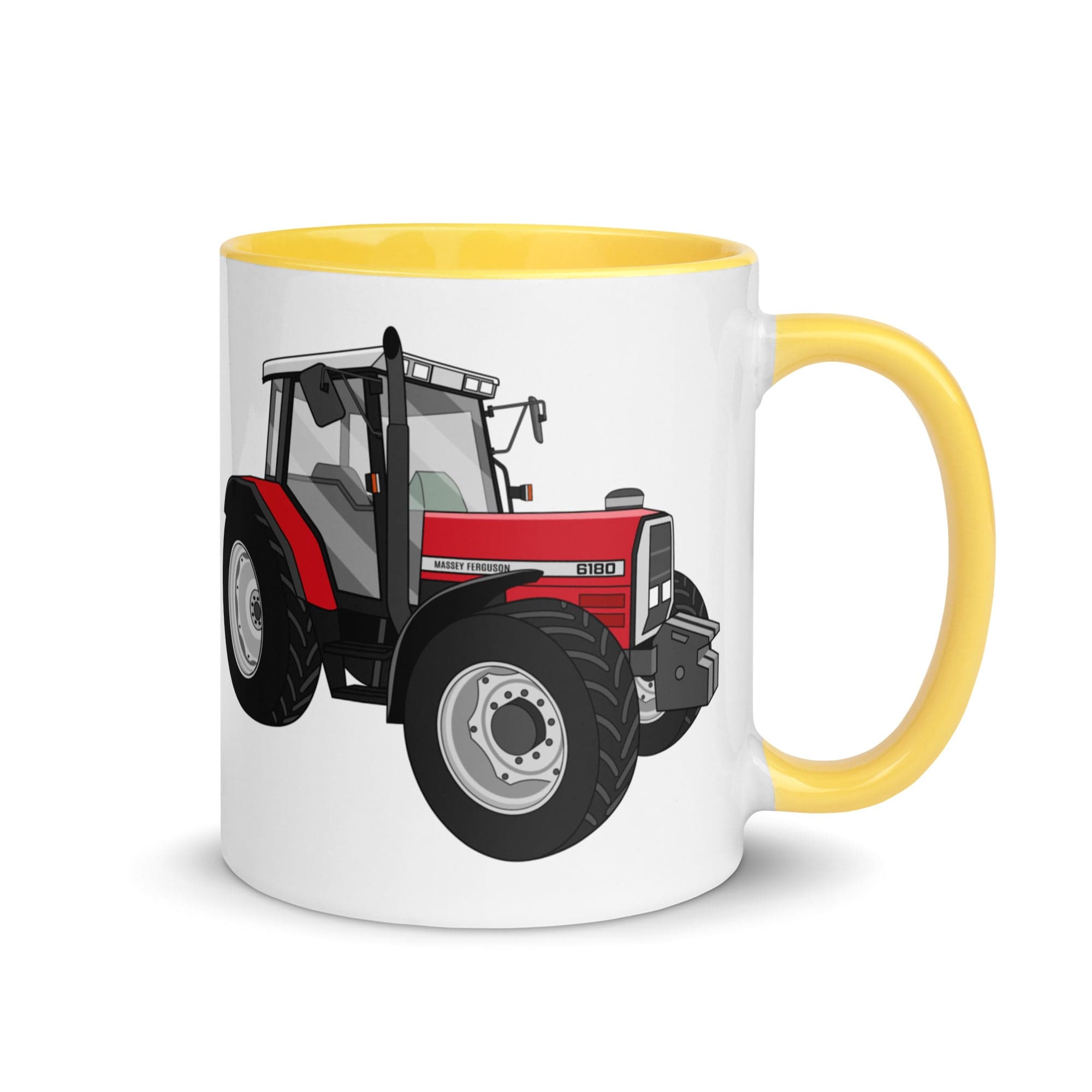 The Tractors Mugs Store Yellow Massey Ferguson 6180 Mug with Color Inside Quality Farmers Merch
