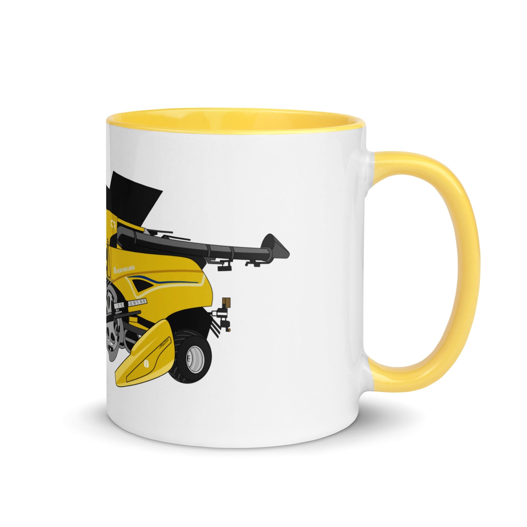 The Tractors Mugs Store Yellow New Holland CR Combine Harvester (2004) 2.0 Mug with Color Inside Quality Farmers Merch