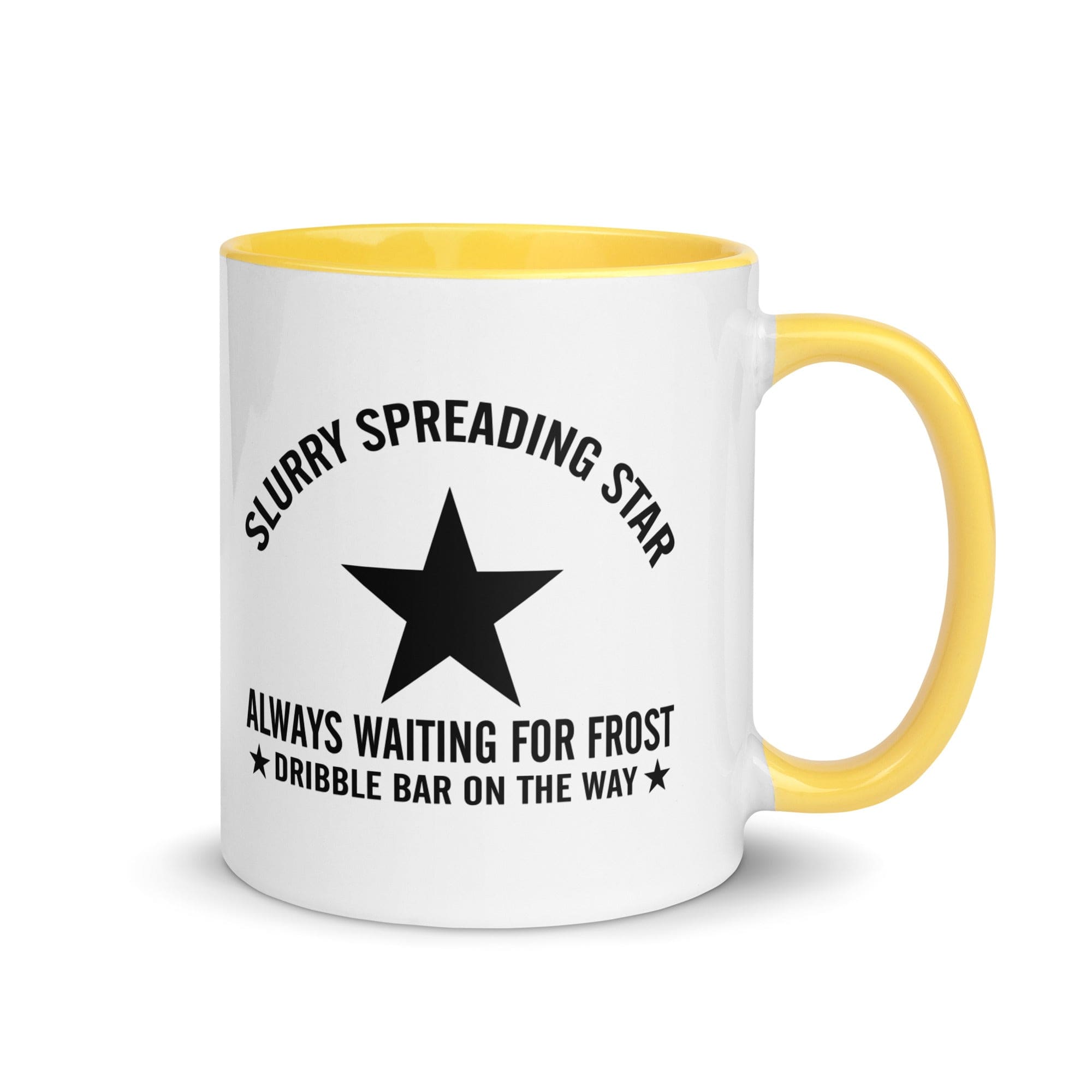 The Tractors Mugs Store Yellow Slurry Star Mug with Color Inside Quality Farmers Merch