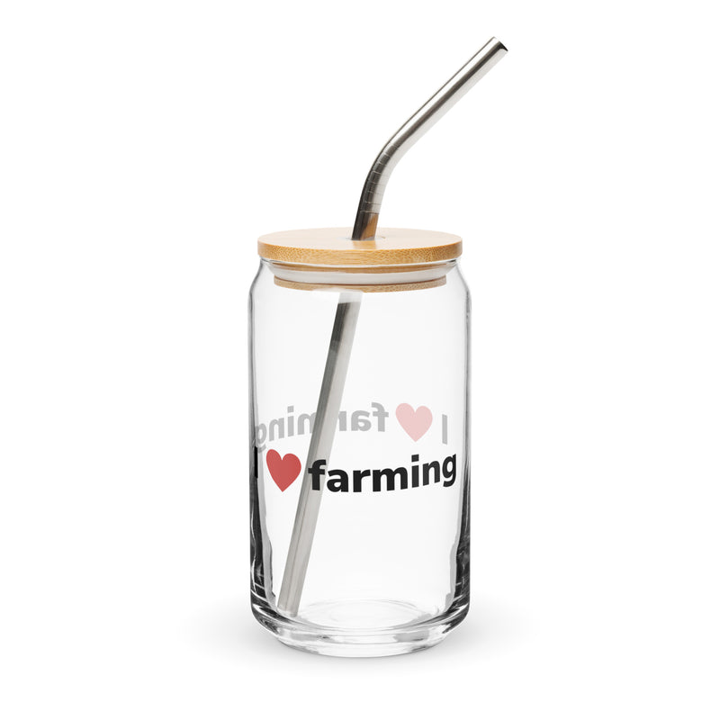 I Love Farming Can-shaped glass