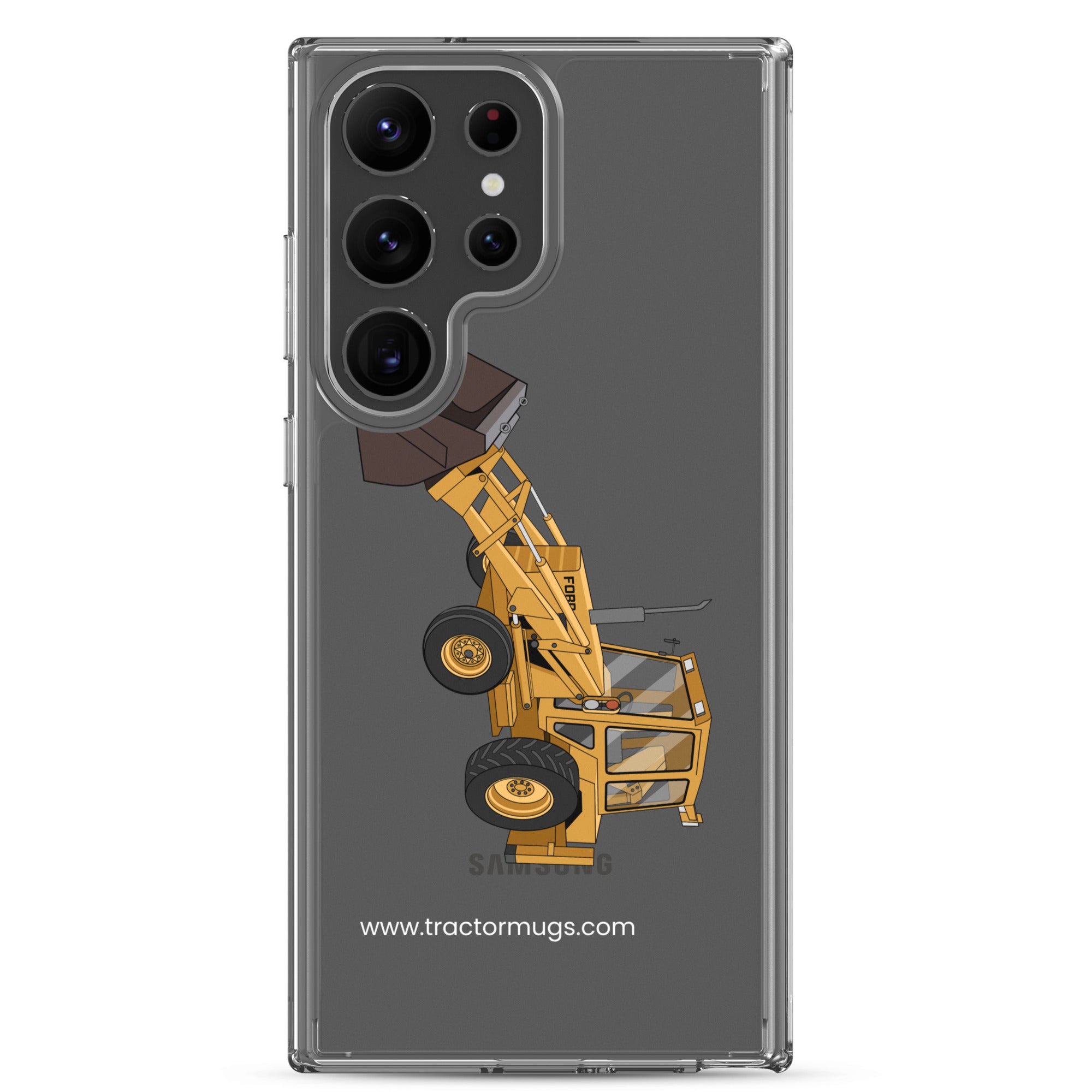 Ford Clear Case for Samsung® Samsung Galaxy S23 Ultra Ford 550 Backhoe | Clear Case for Samsung® Quality Farmers Merch