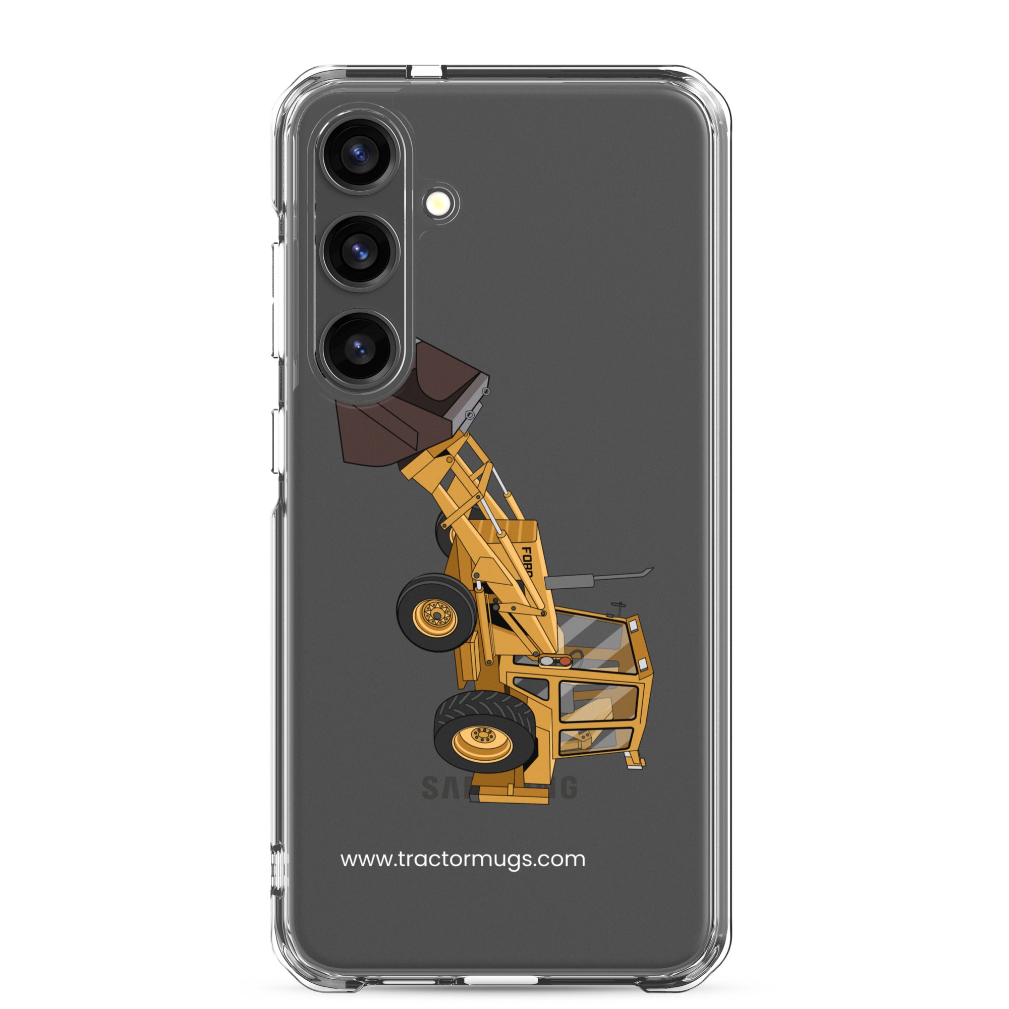 Ford Clear Case for Samsung® Samsung Galaxy S24 Plus Ford 550 Backhoe | Clear Case for Samsung® Quality Farmers Merch