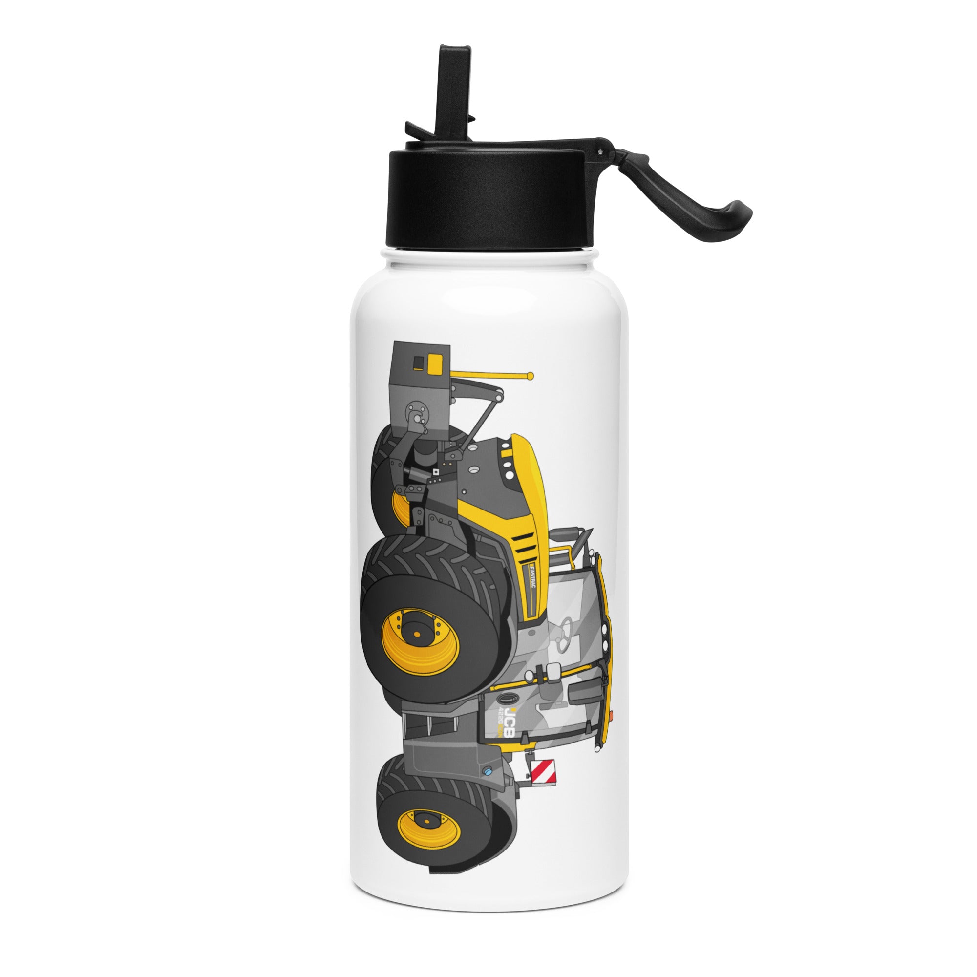 JCB JCB Fastrac 4220 Icon | Stainless steel water bottle with a straw lid Quality Farmers Merch