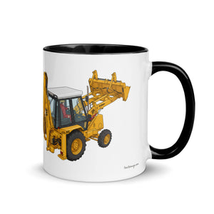 JCB Mug with Color Inside Black JCB 3cx Turbo | Mug with Color Inside (1990) Quality Farmers Merch