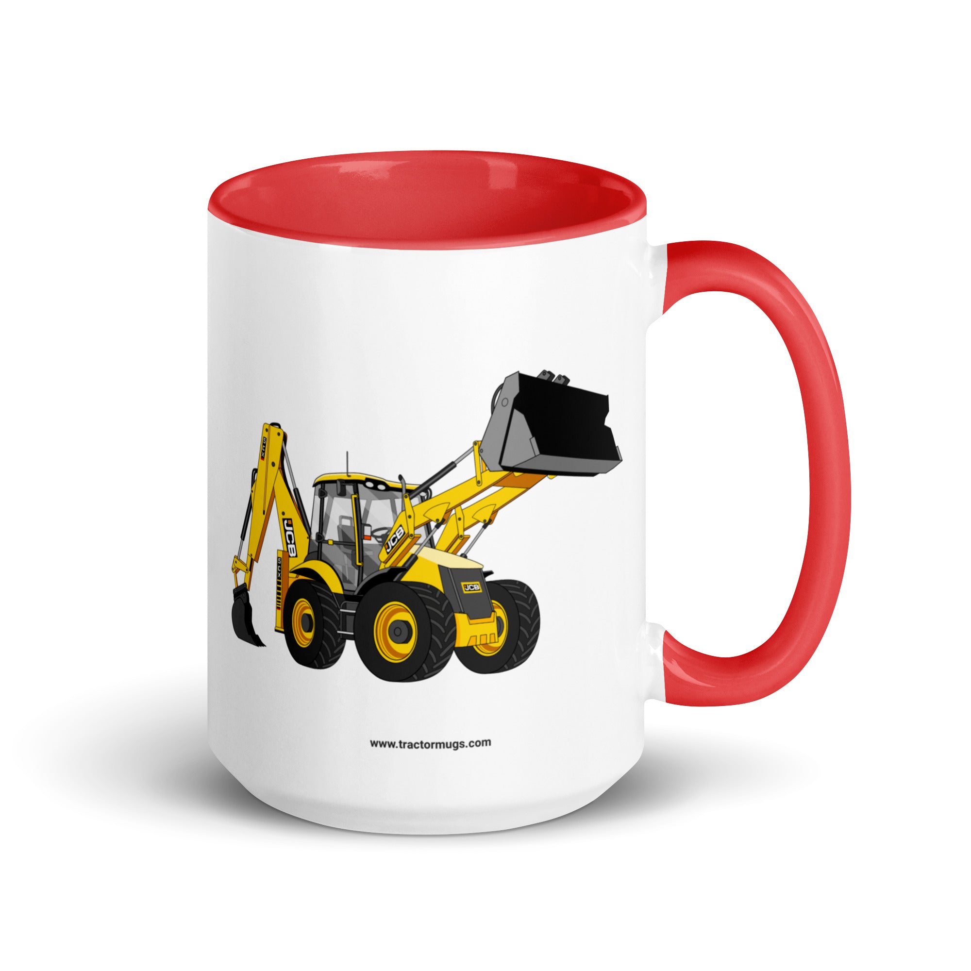 JCB Red / 15 oz JCB 5CX Backhoe | Mug with Color Inside Quality Farmers Merch