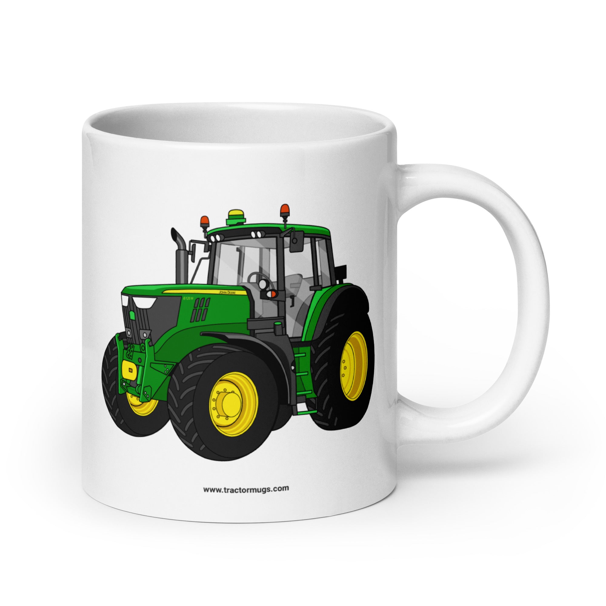 John Deere 20 oz John Deere 6120 M | White glossy mug Quality Farmers Merch