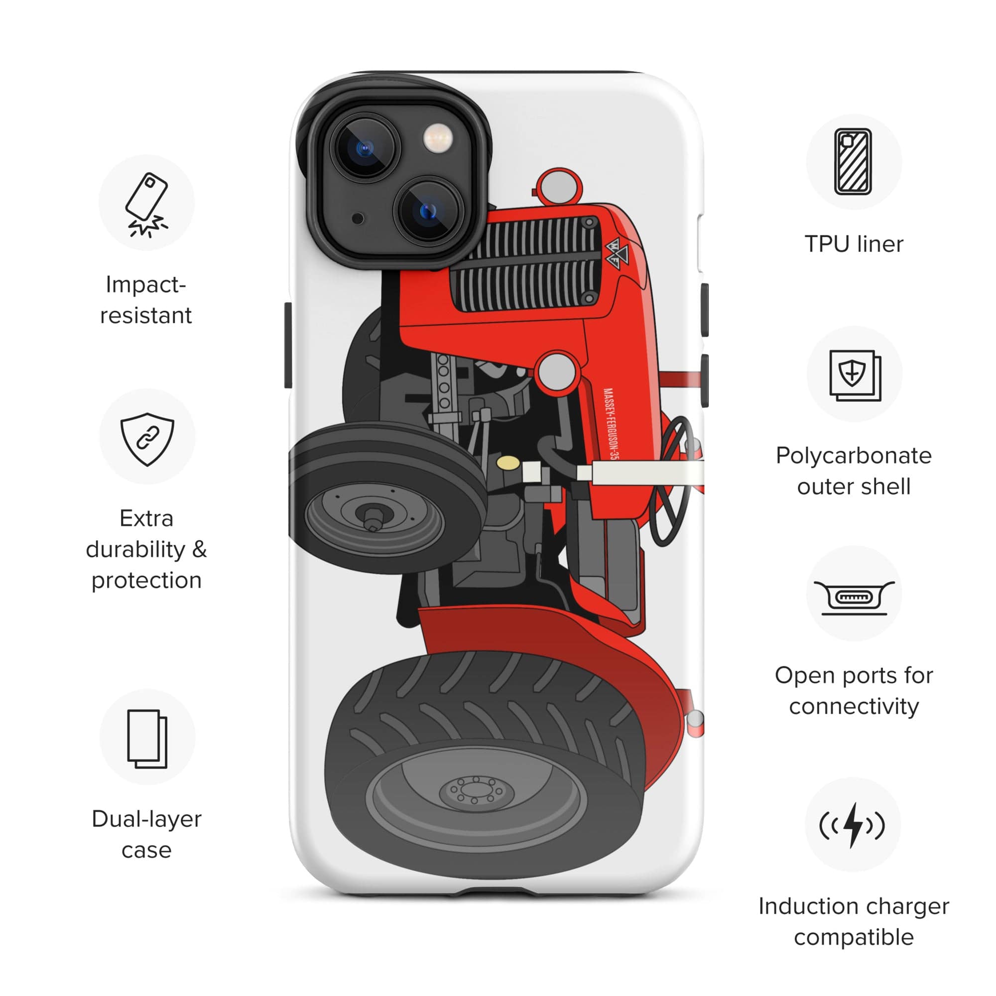 Massey Ferguson Phone Case (iPhone) iPhone 14 Plus Massey Ferguson 35X Tough Case for iPhone® Quality Farmers Merch