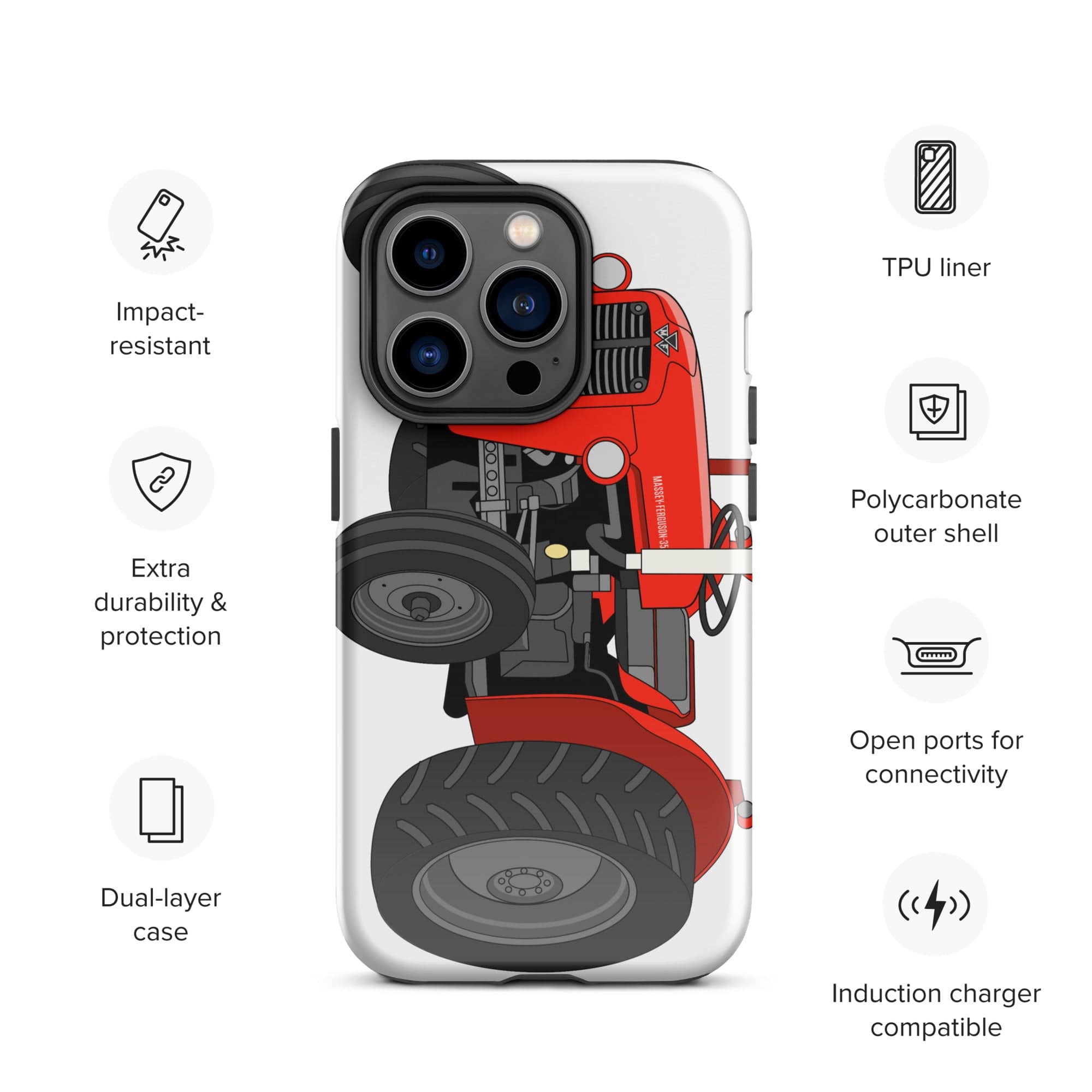 Massey Ferguson Phone Case (iPhone) iPhone 14 Pro Massey Ferguson 35X Tough Case for iPhone® Quality Farmers Merch