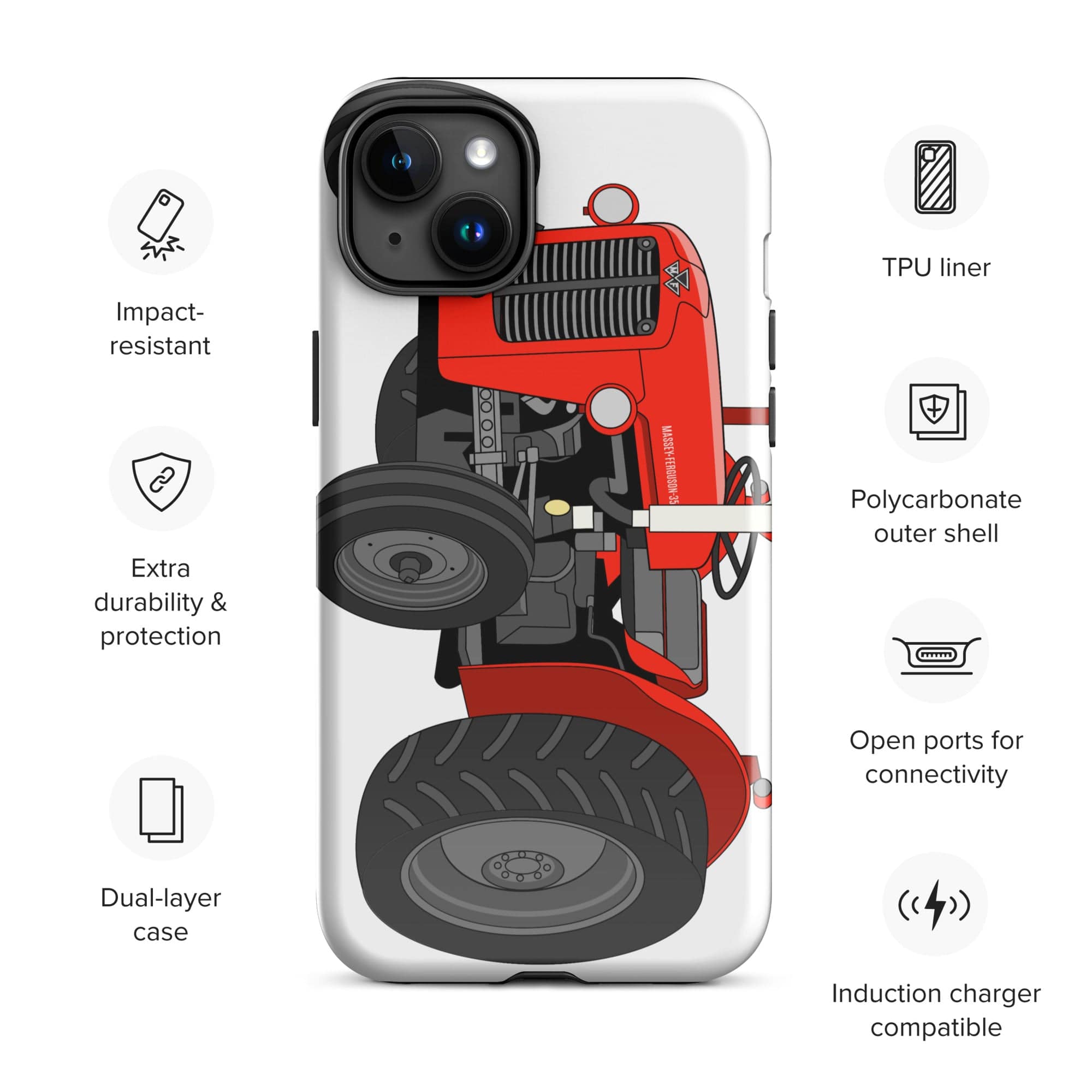 Massey Ferguson Phone Case (iPhone) iPhone 15 Plus Massey Ferguson 35X Tough Case for iPhone® Quality Farmers Merch