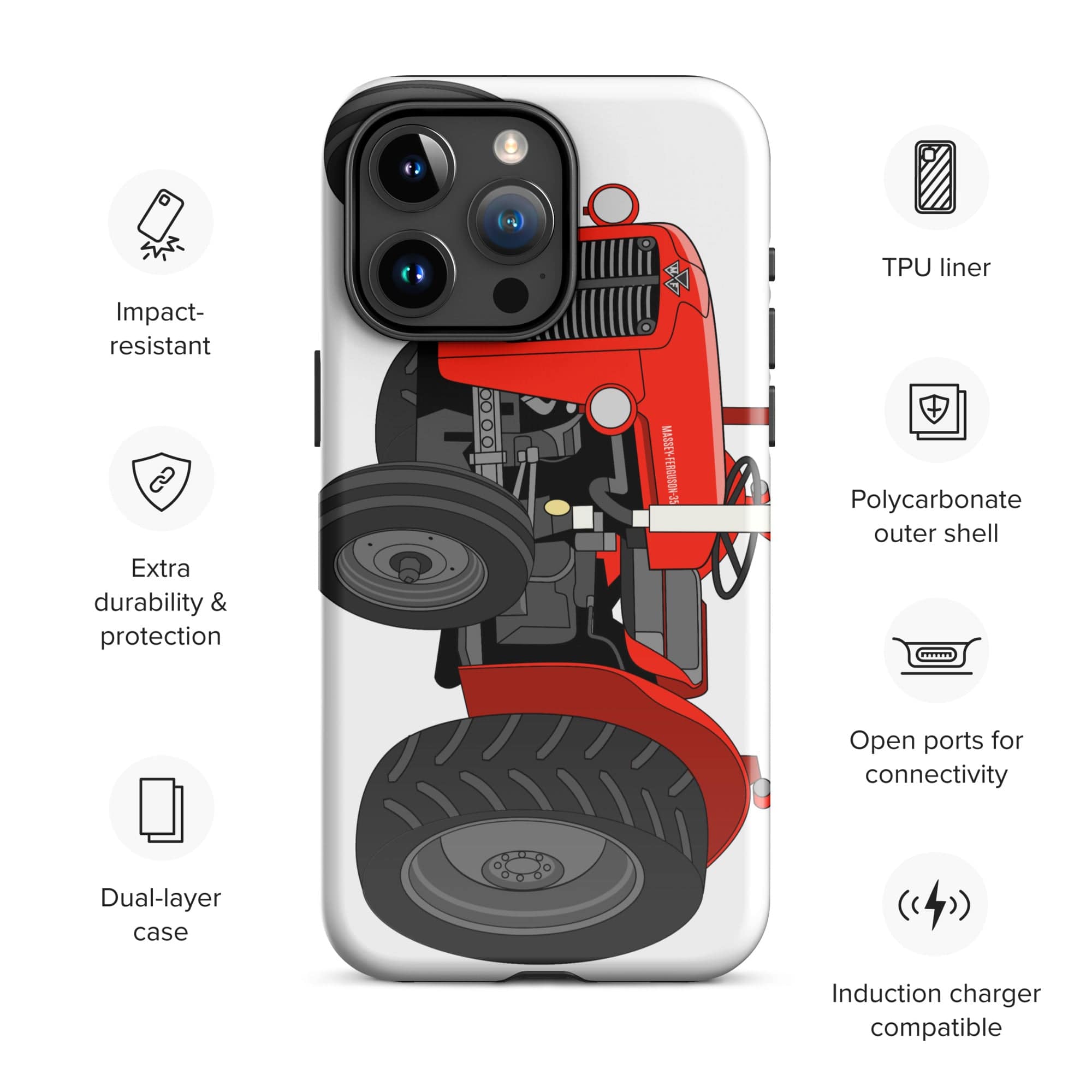 Massey Ferguson Phone Case (iPhone) iPhone 15 Pro Max Massey Ferguson 35X Tough Case for iPhone® Quality Farmers Merch